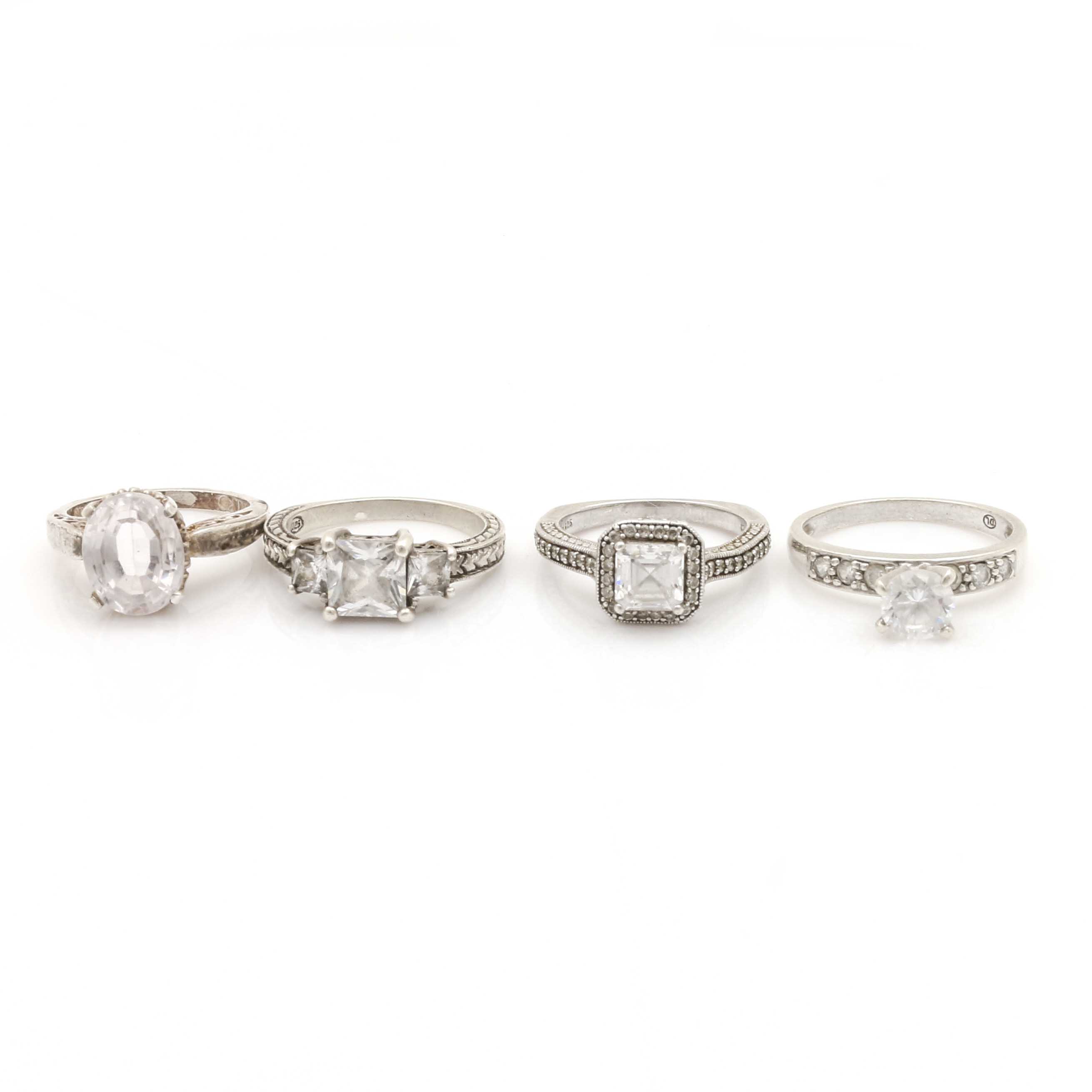 Selection of Sterling Silver Rings With Cubic Zirconia