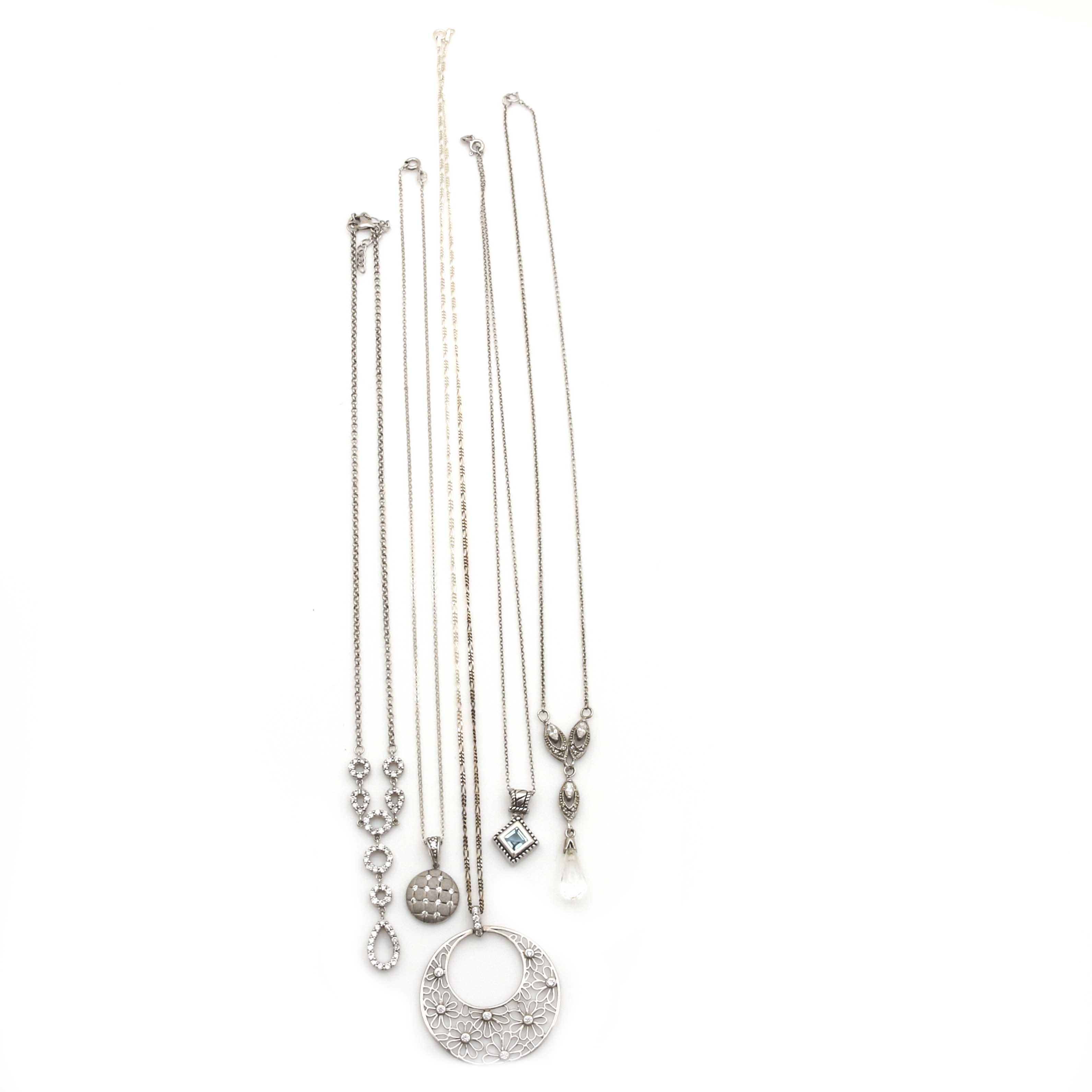 Assortment of Sterling Silver Necklaces Featuring Cubic Zirconia