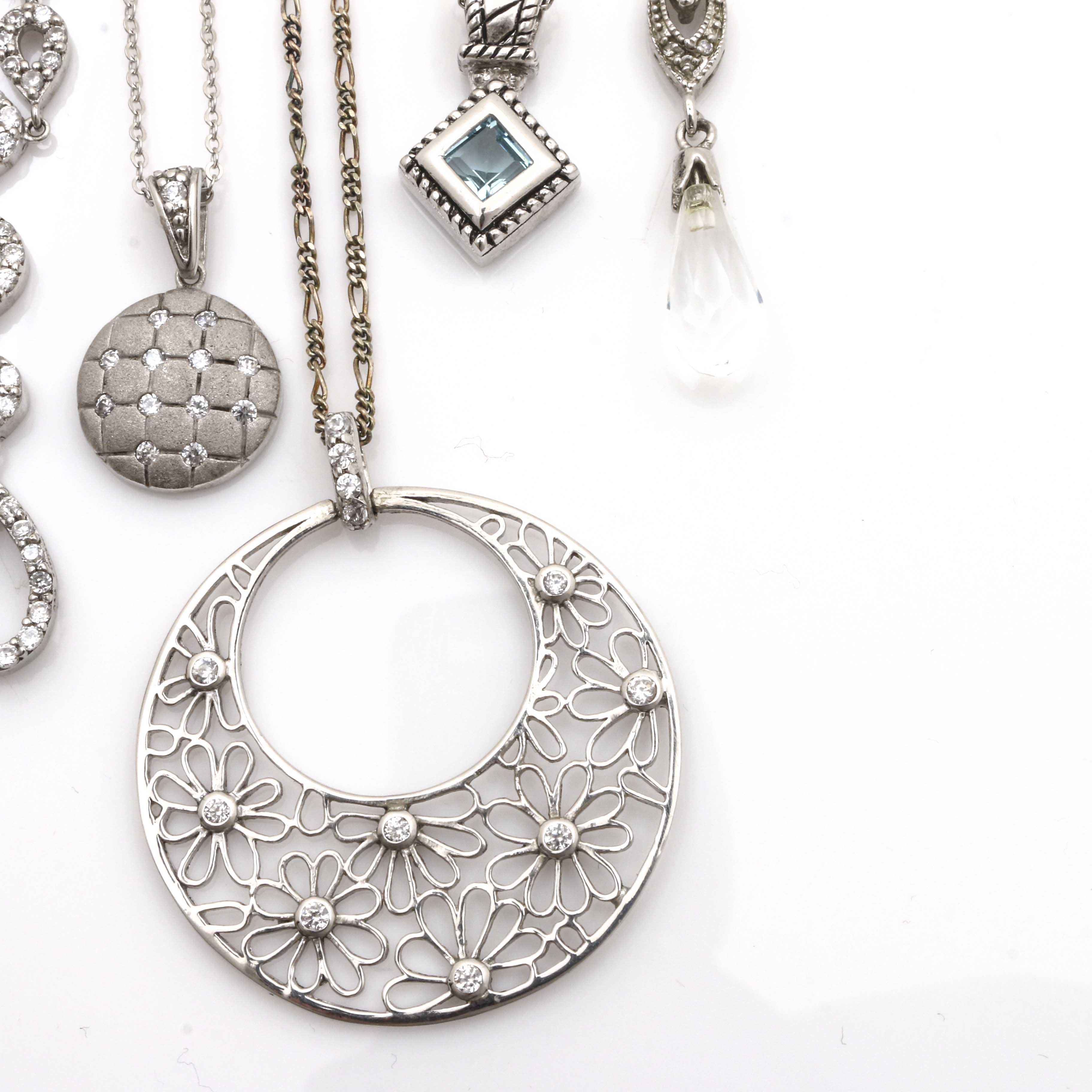 Assortment of Sterling Silver Necklaces Featuring Cubic Zirconia