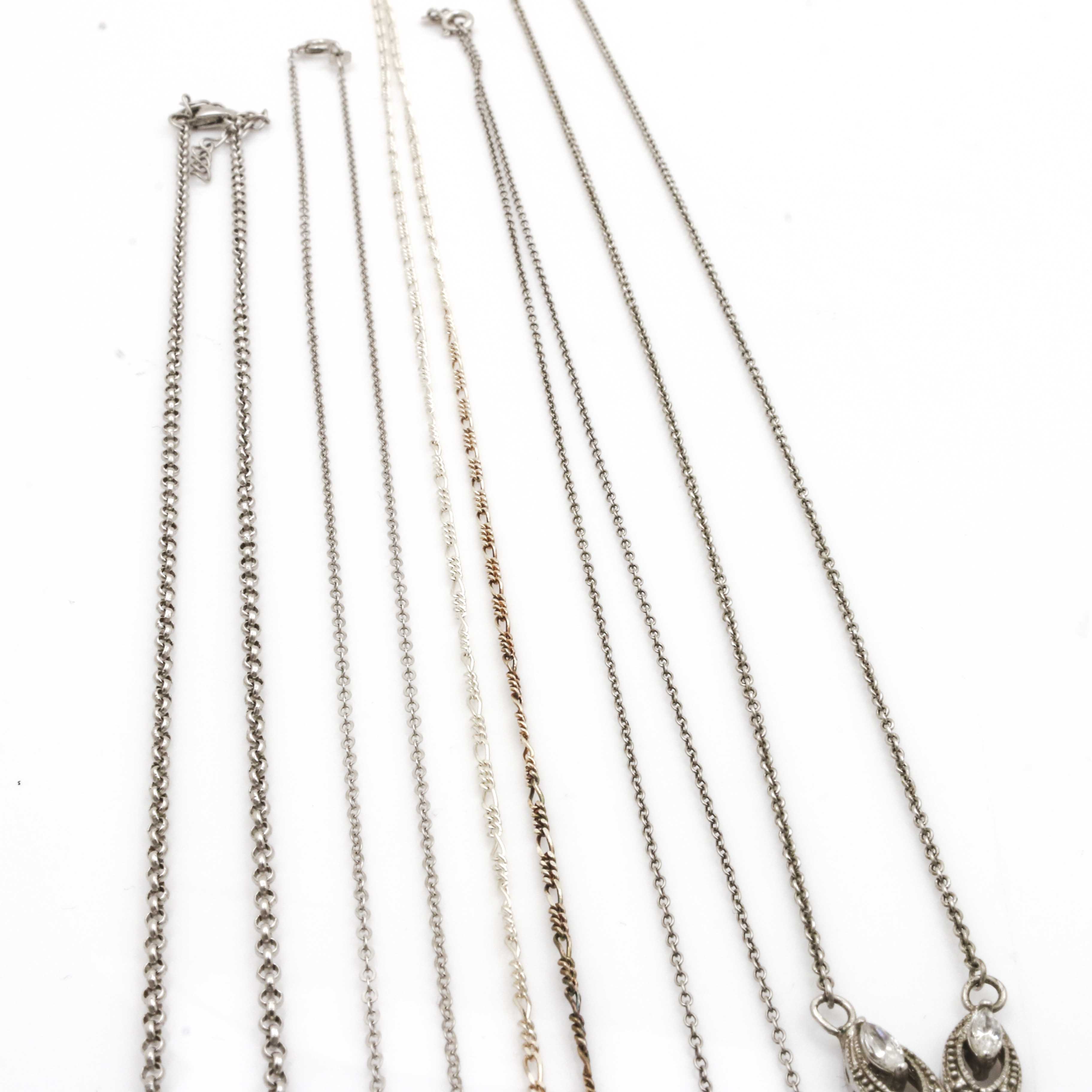 Assortment of Sterling Silver Necklaces Featuring Cubic Zirconia