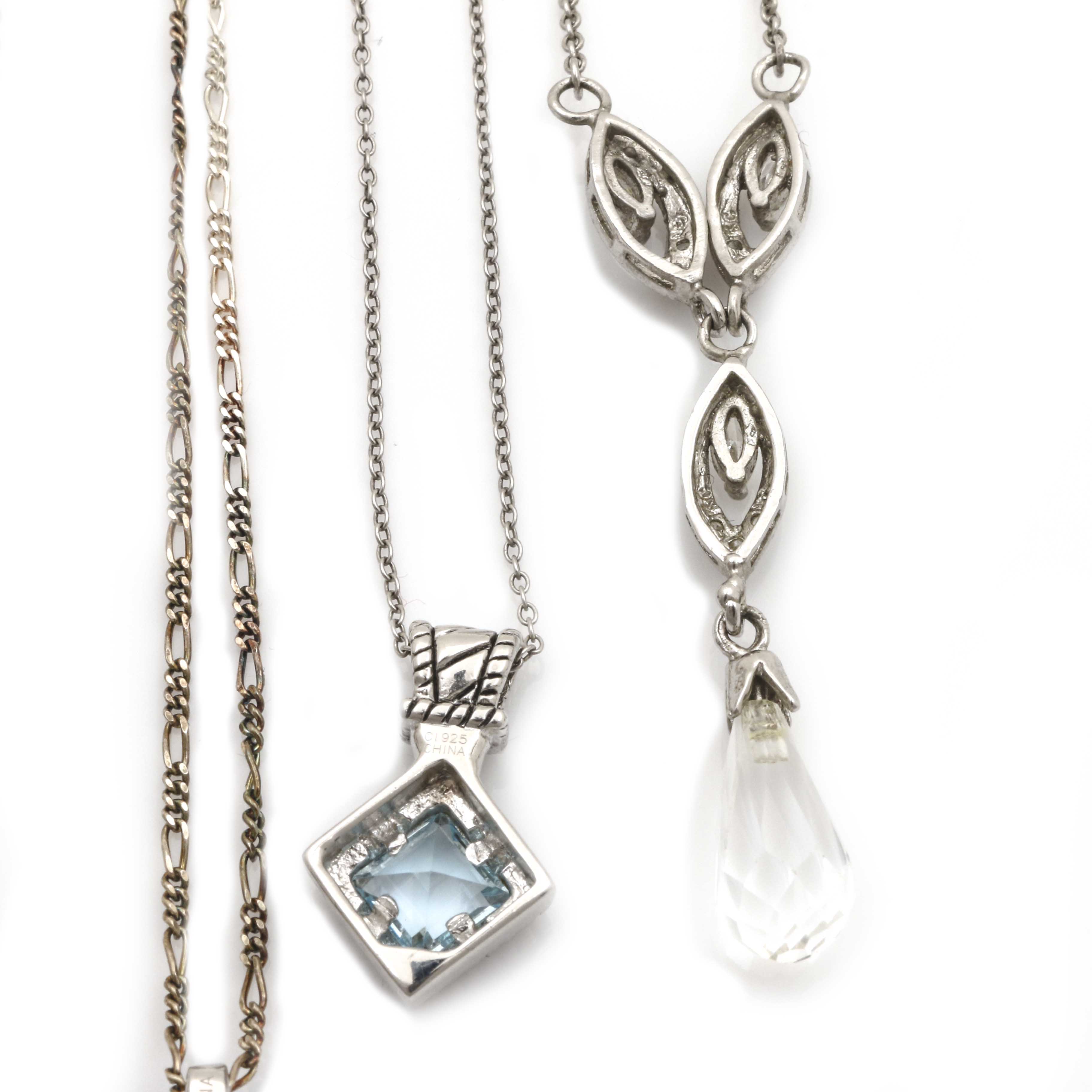 Assortment of Sterling Silver Necklaces Featuring Cubic Zirconia