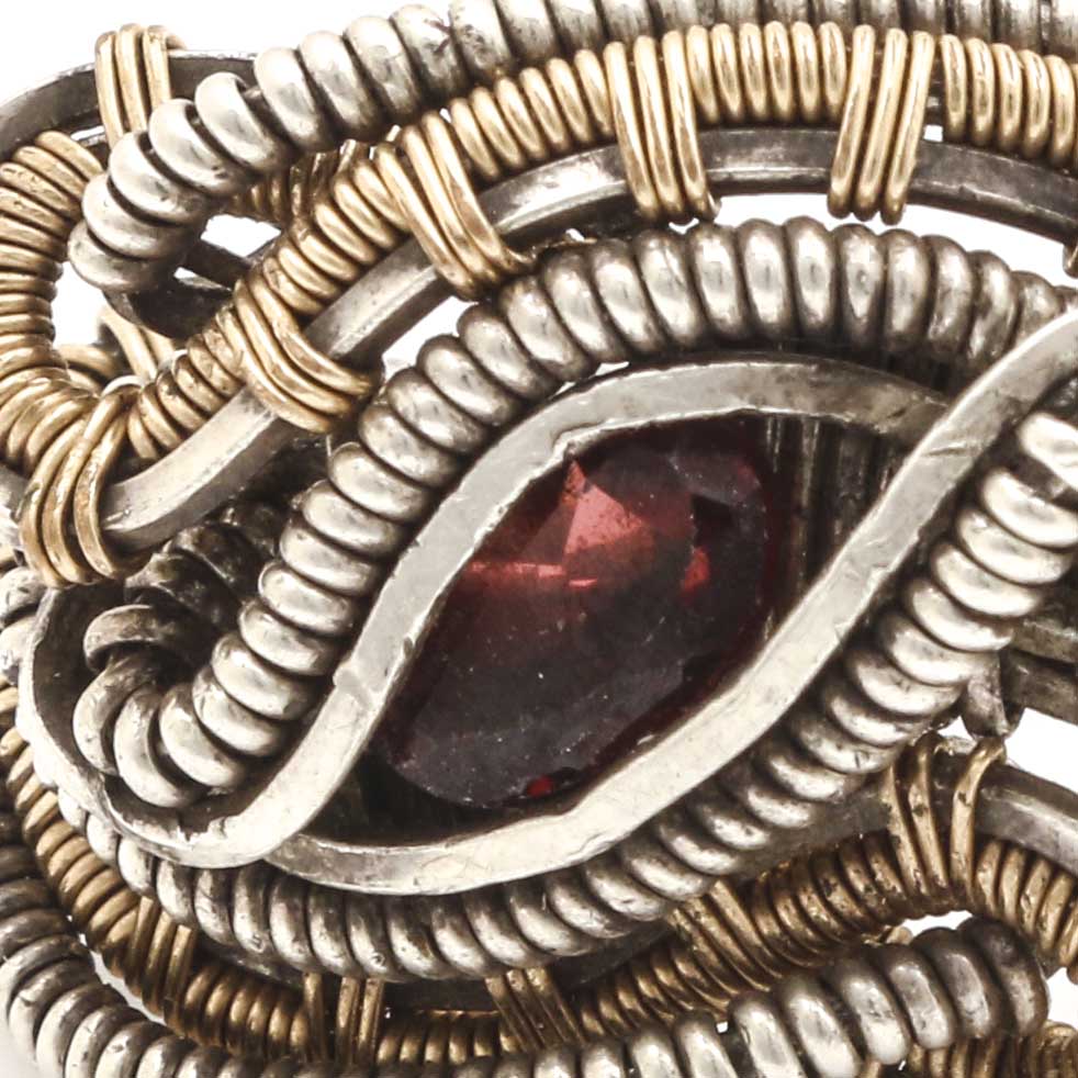 Sterling Silver Wire Wrapped Garnet Ring