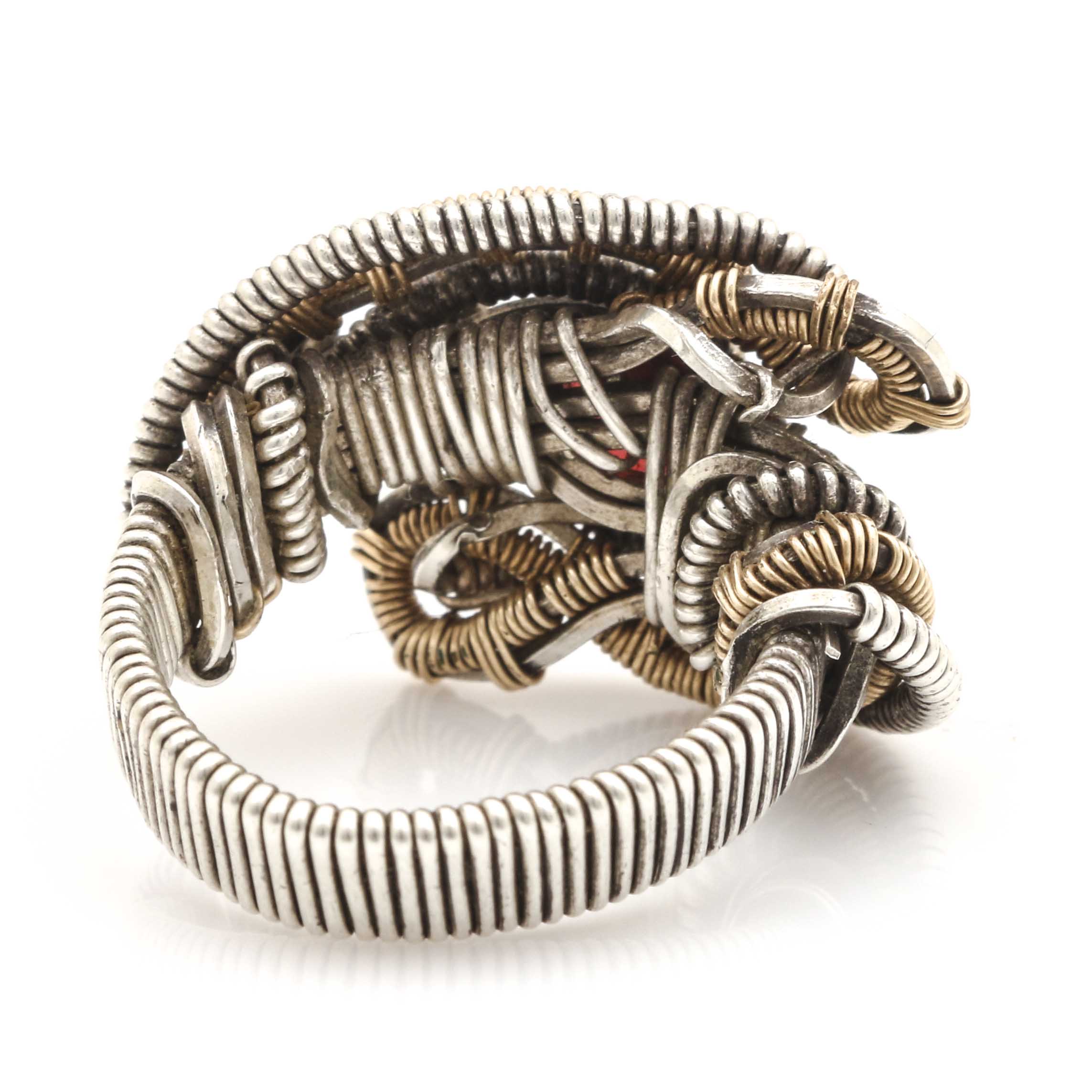 Sterling Silver Wire Wrapped Garnet Ring