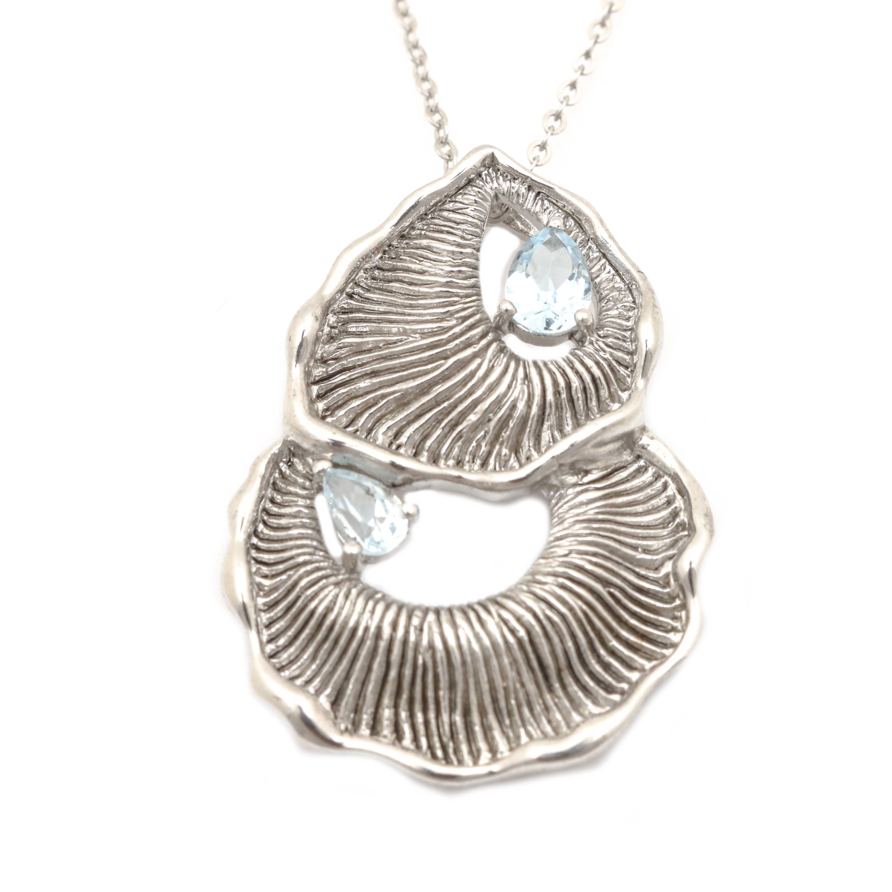 Sterling Silver Blue Topaz Necklace and Earrings