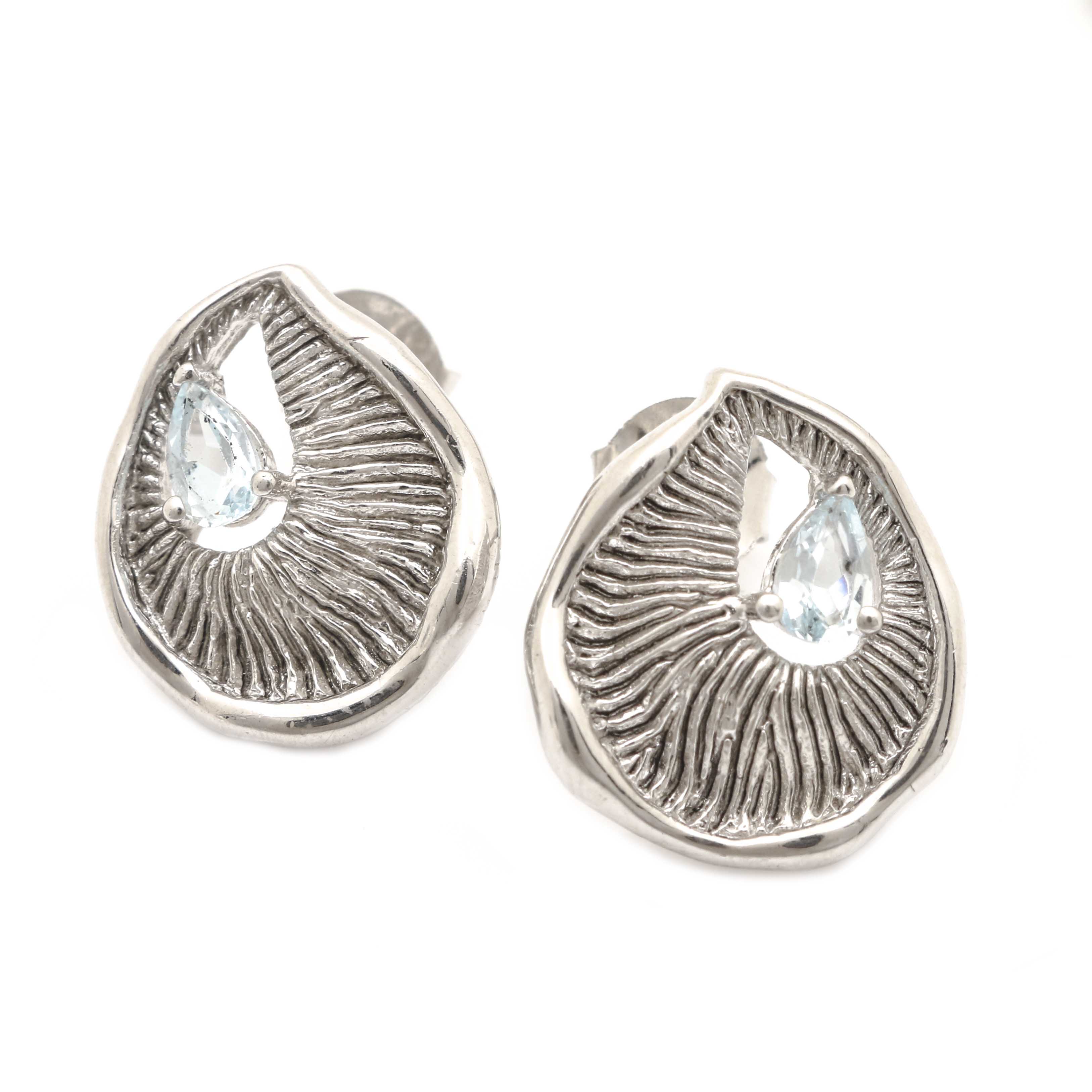 Sterling Silver Blue Topaz Necklace and Earrings