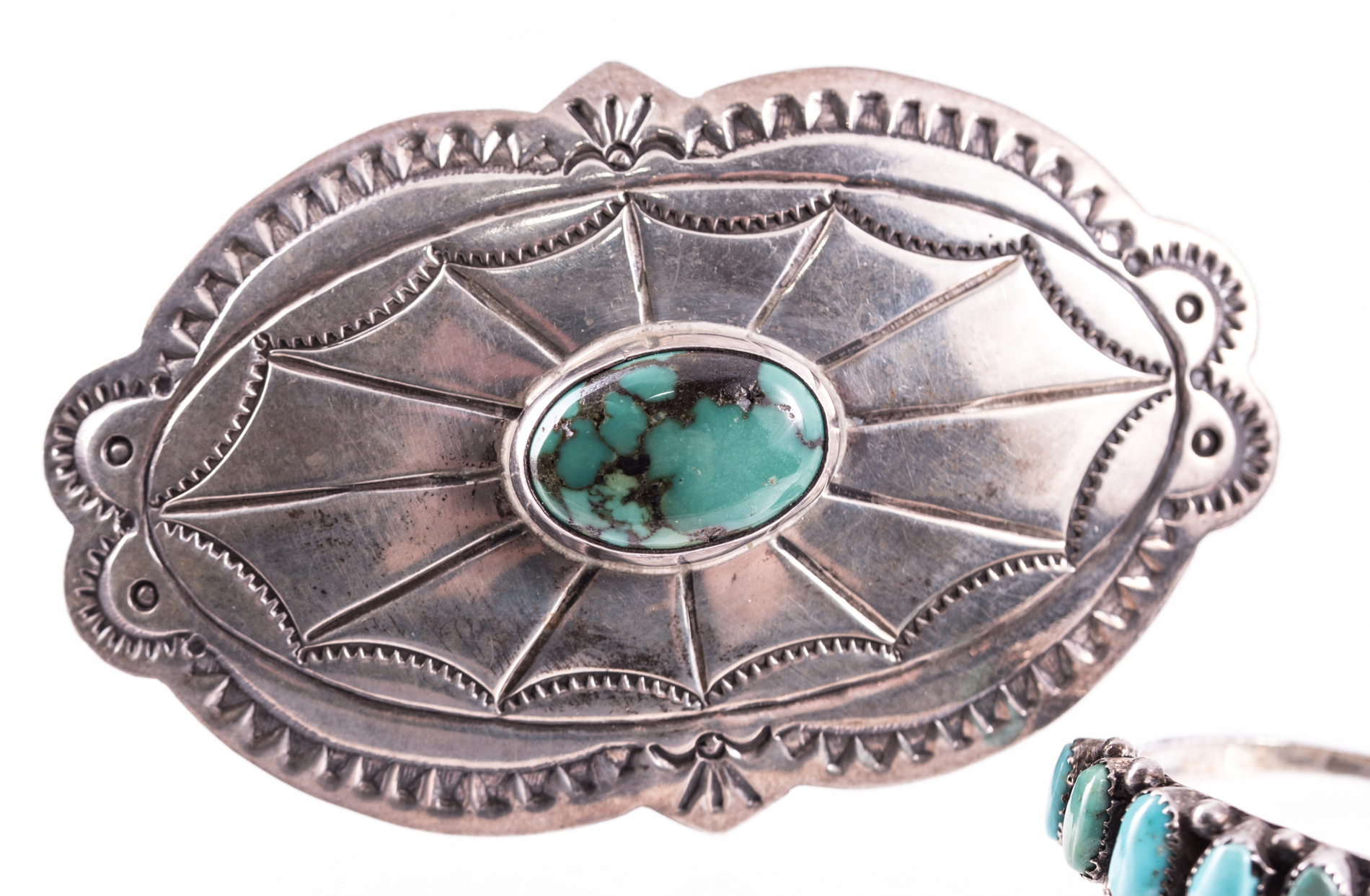 Sterling Silver Turquoise Brooch and Ring