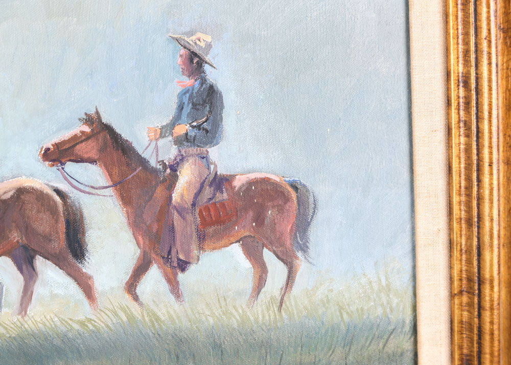 Dale Wilson Original Oil Painting "Saturday Night Conquest of Cheyenne"