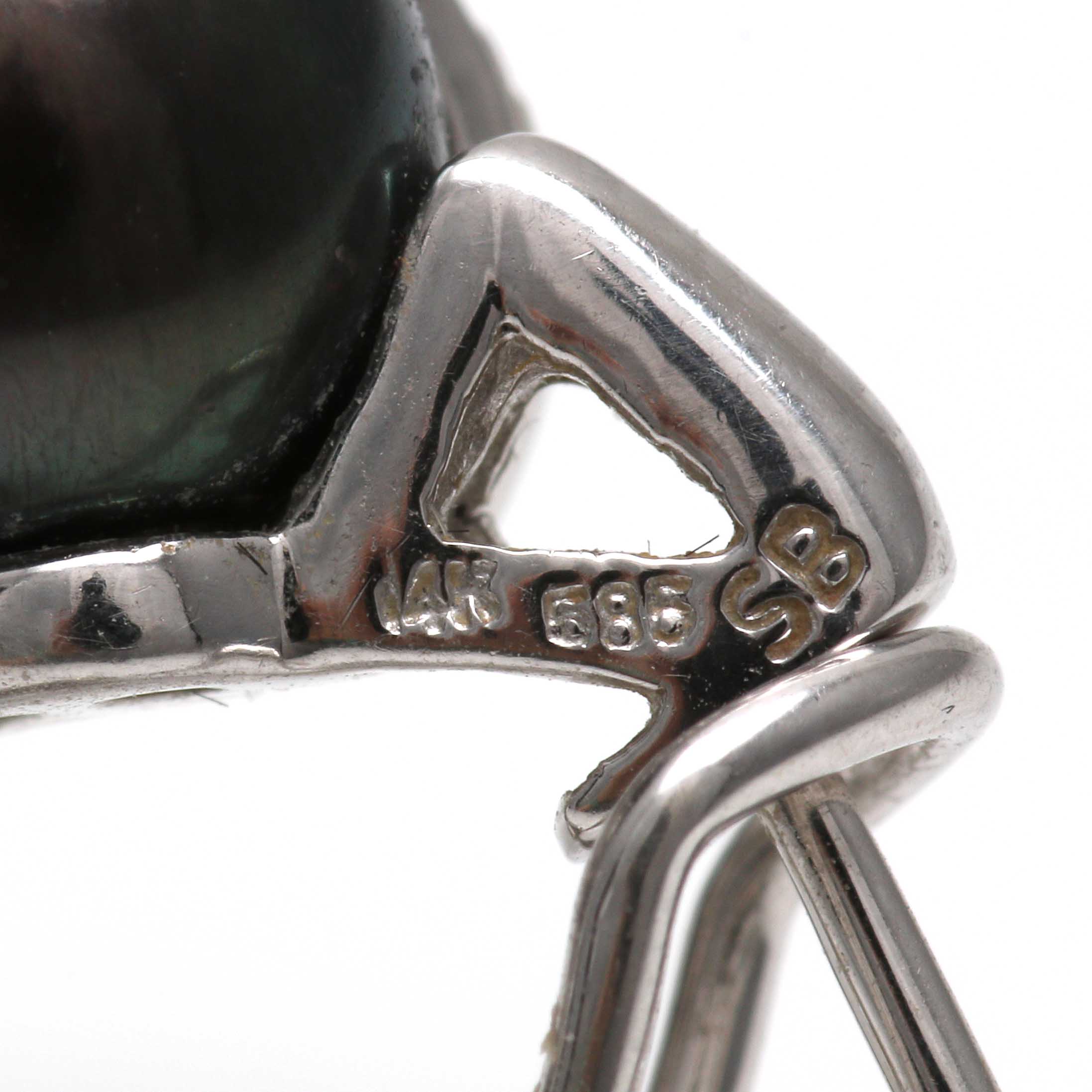 14K White Gold Cultured Black Pearl and Diamond Earrings