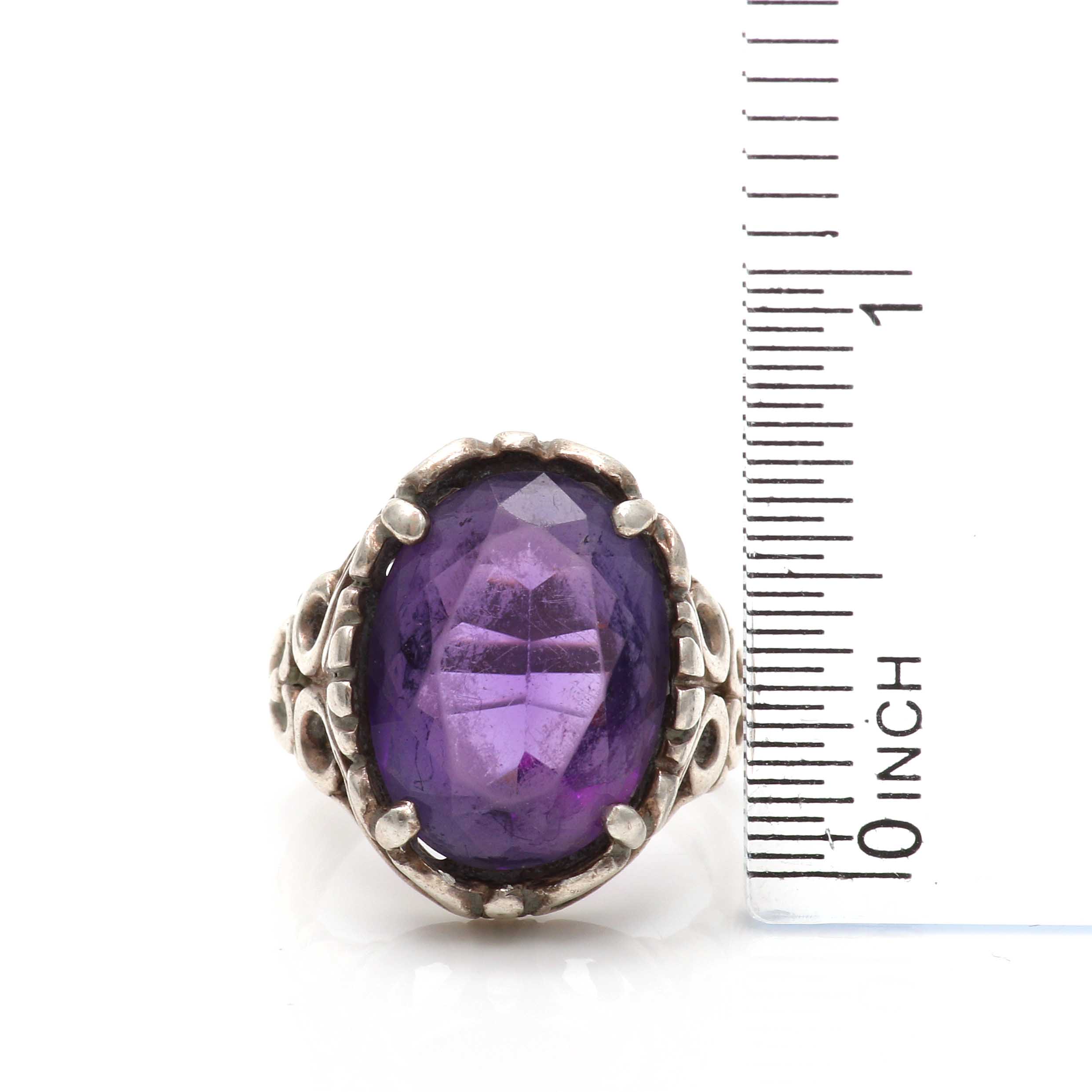 Four Sterling Silver Rings Featuring Amethyst and Moonstone