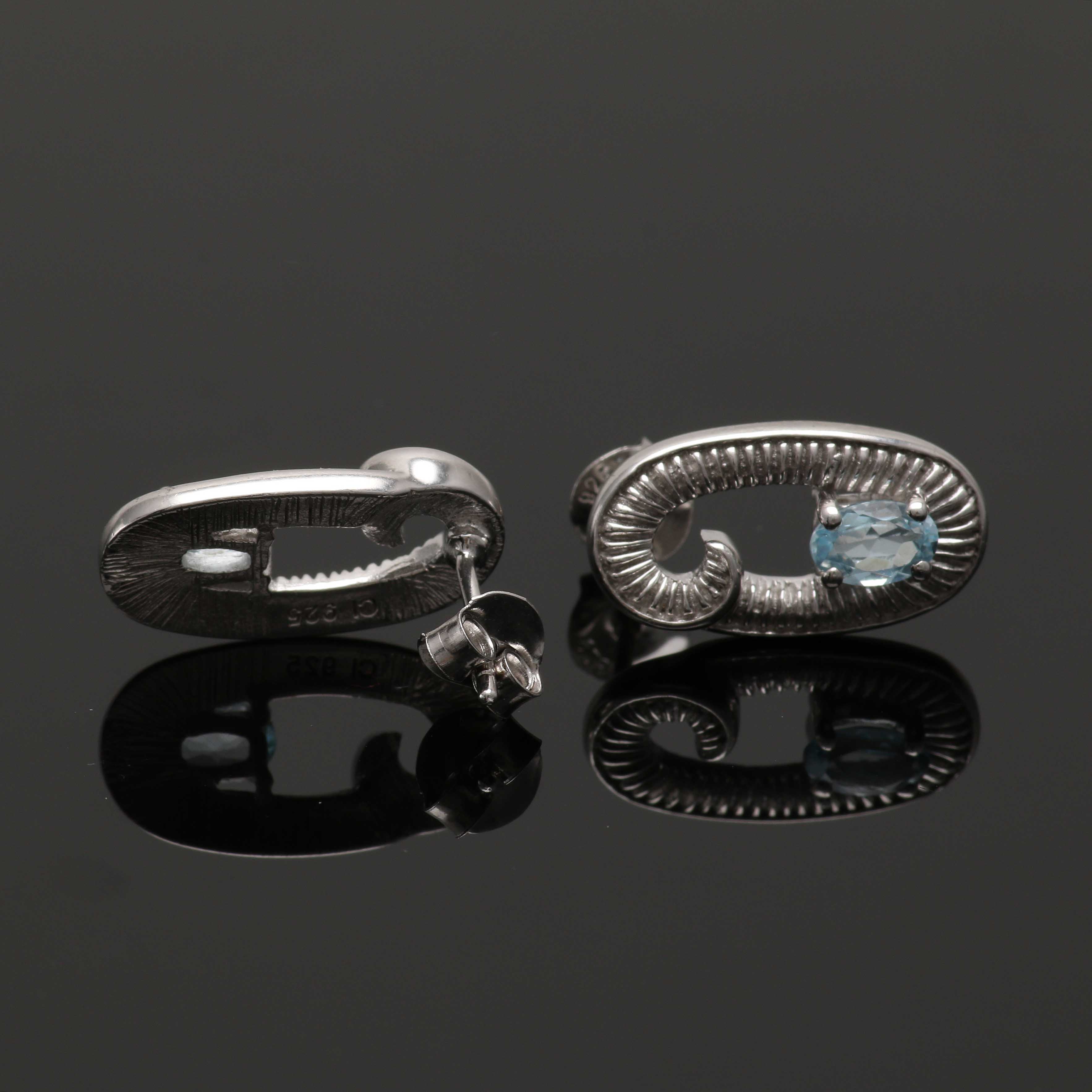 Sterling Silver Blue Topaz Demi Parure