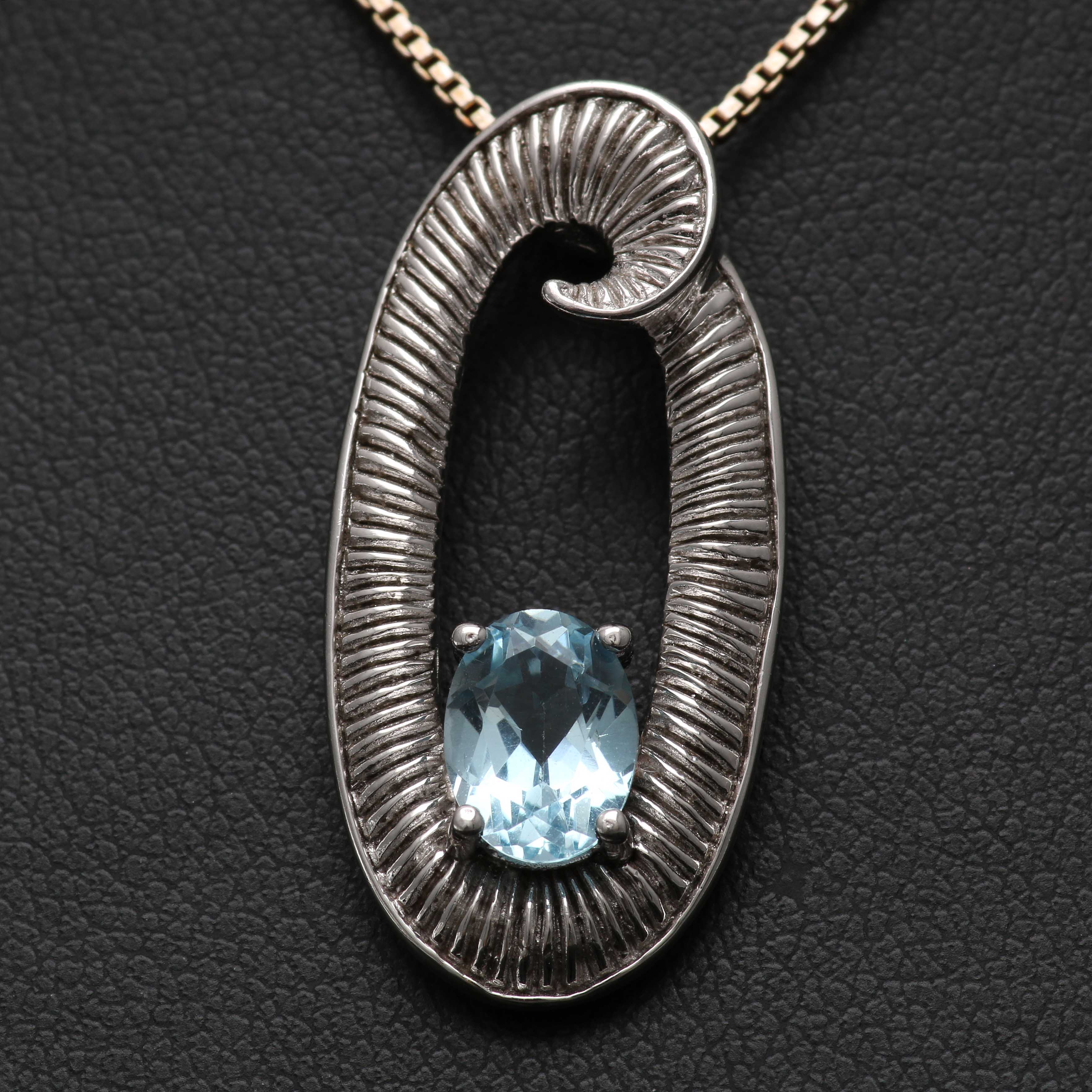 Sterling Silver Blue Topaz Demi Parure