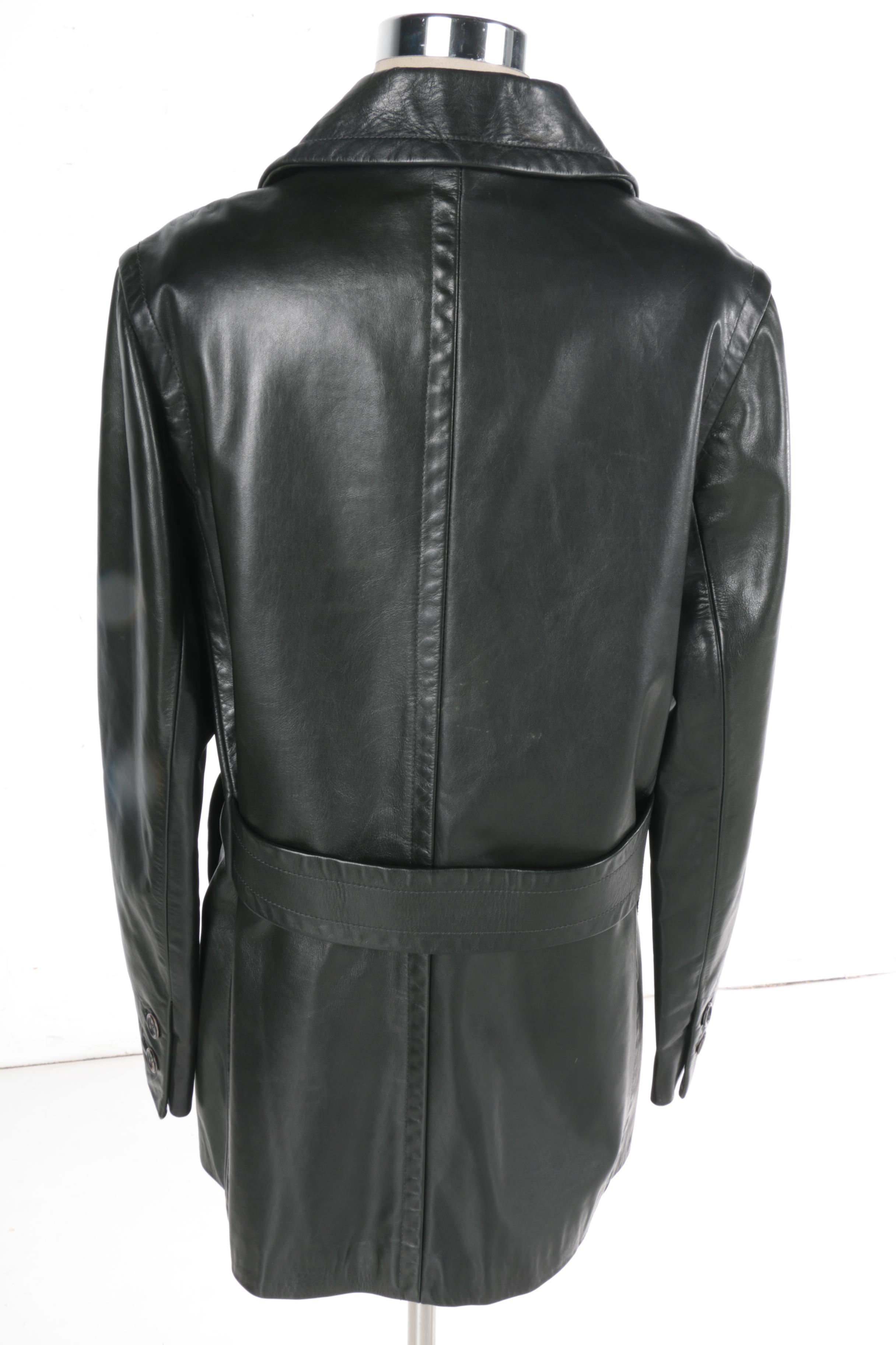 Women's Prada Black Leather Coat