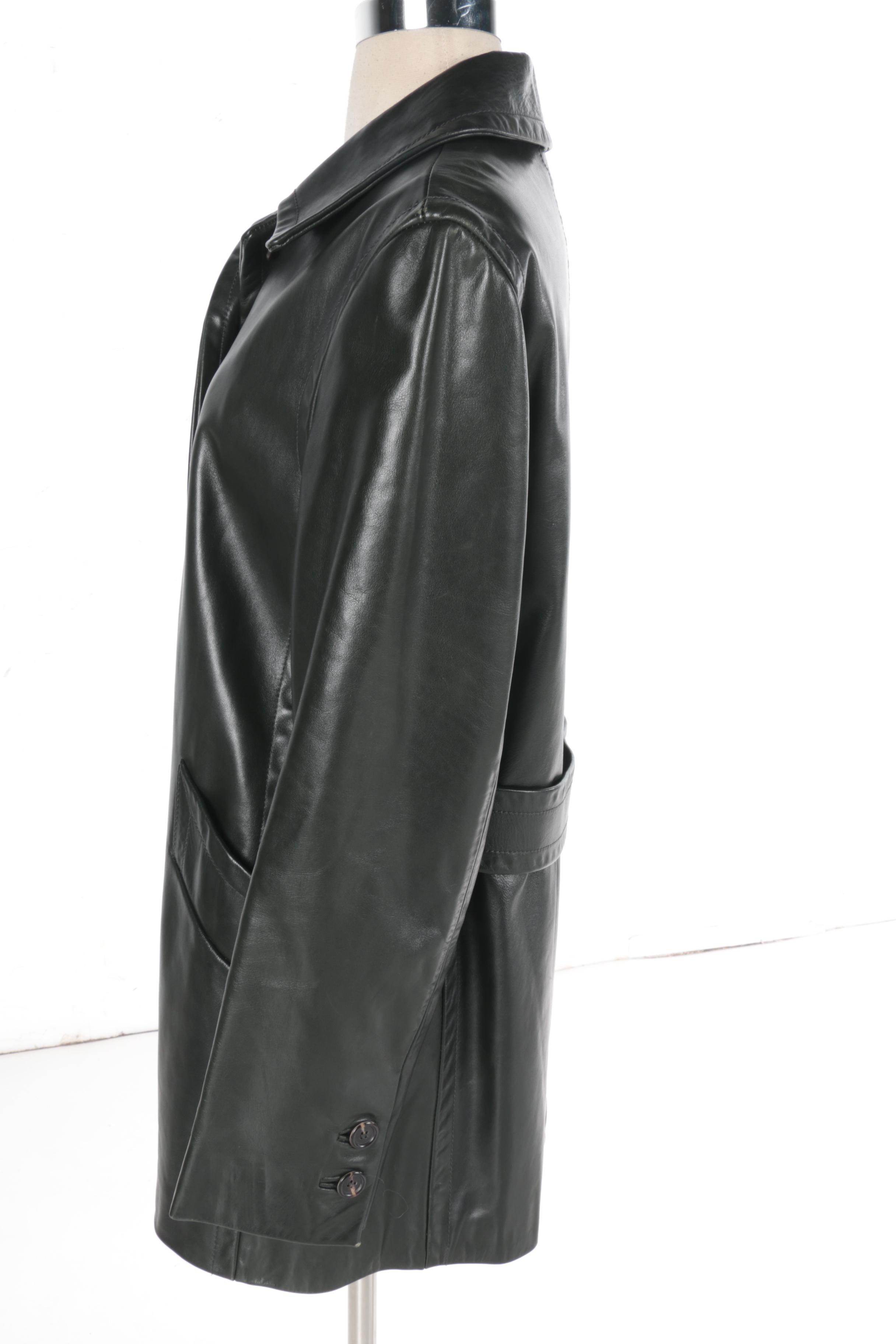 Women's Prada Black Leather Coat