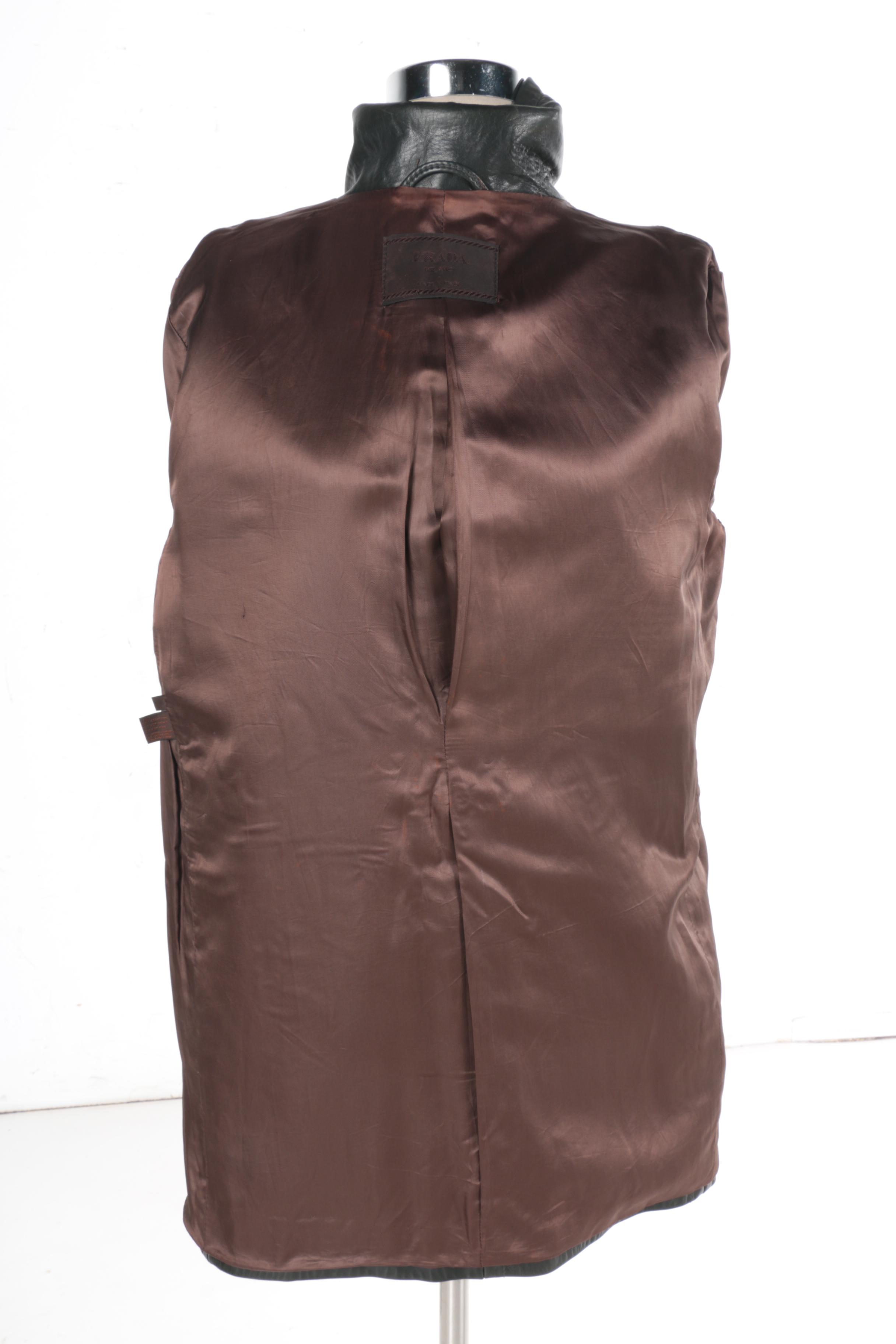 Women's Prada Black Leather Coat