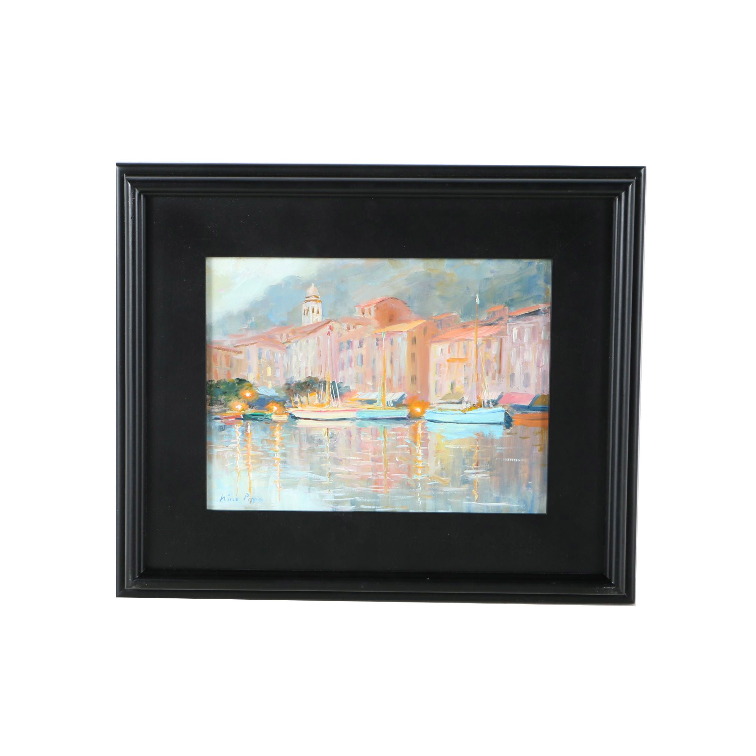 Nino Pippa Oil Painting on Board "Portofino Twilight"