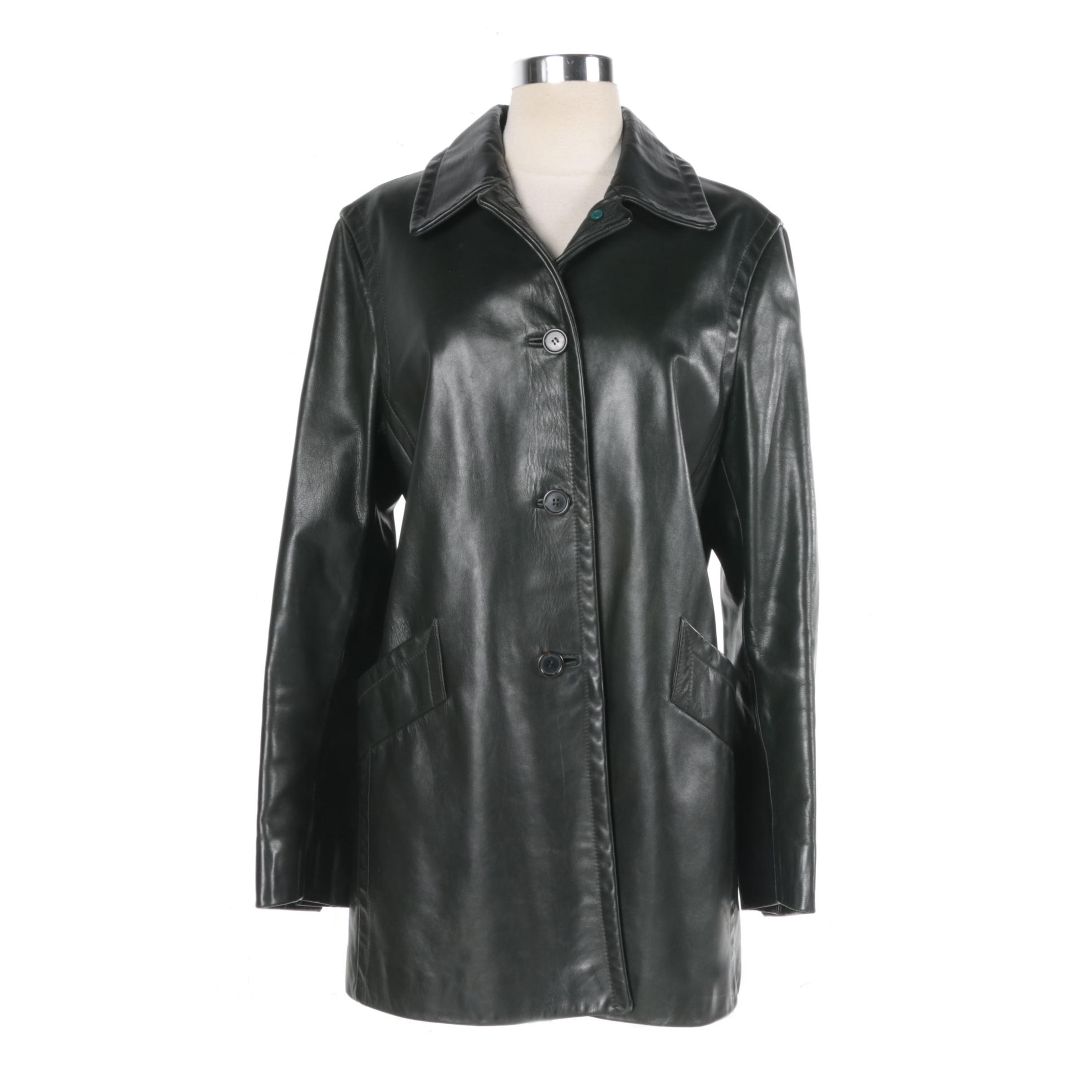 Women's Prada Black Leather Coat