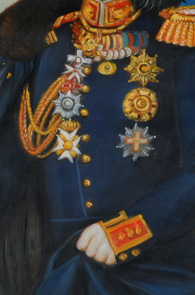 Original Oil Portrait Painting of a Dog in a Military Uniform