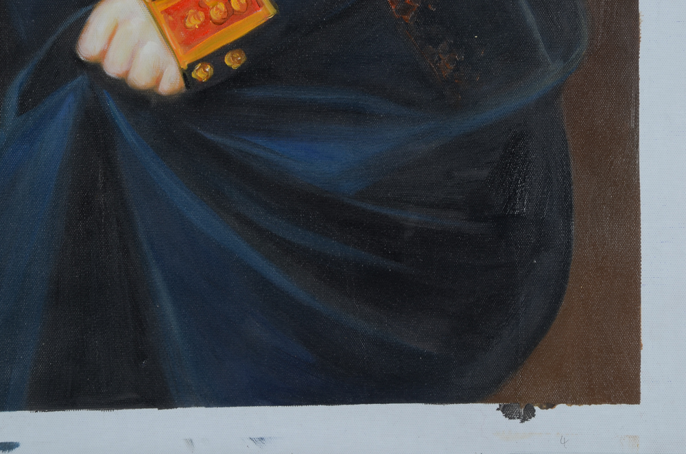 Original Oil Portrait Painting of a Dog in a Military Uniform