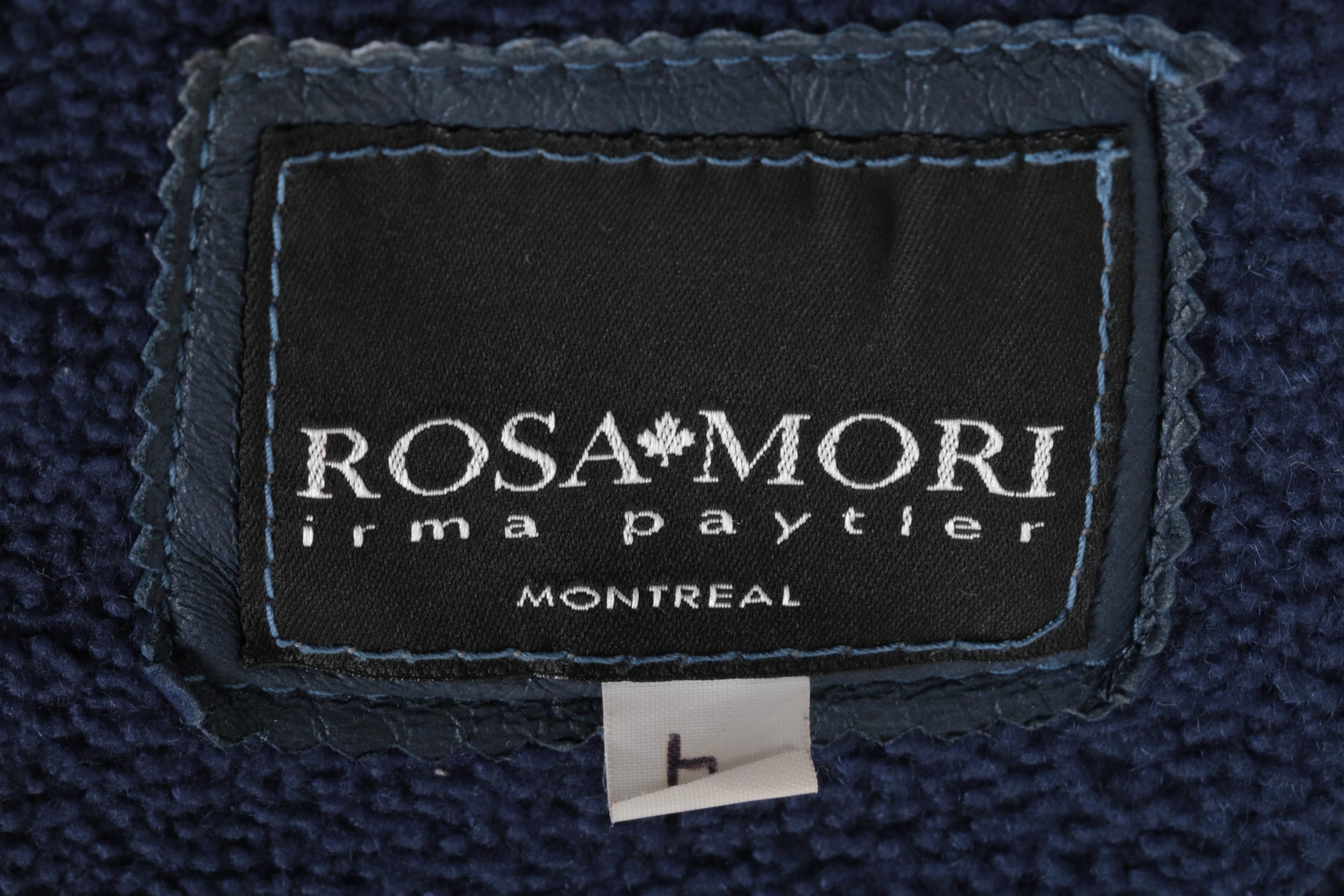 Women's Rosa Mori Irma Paytler Navy Blue Leather and Shearling Coat