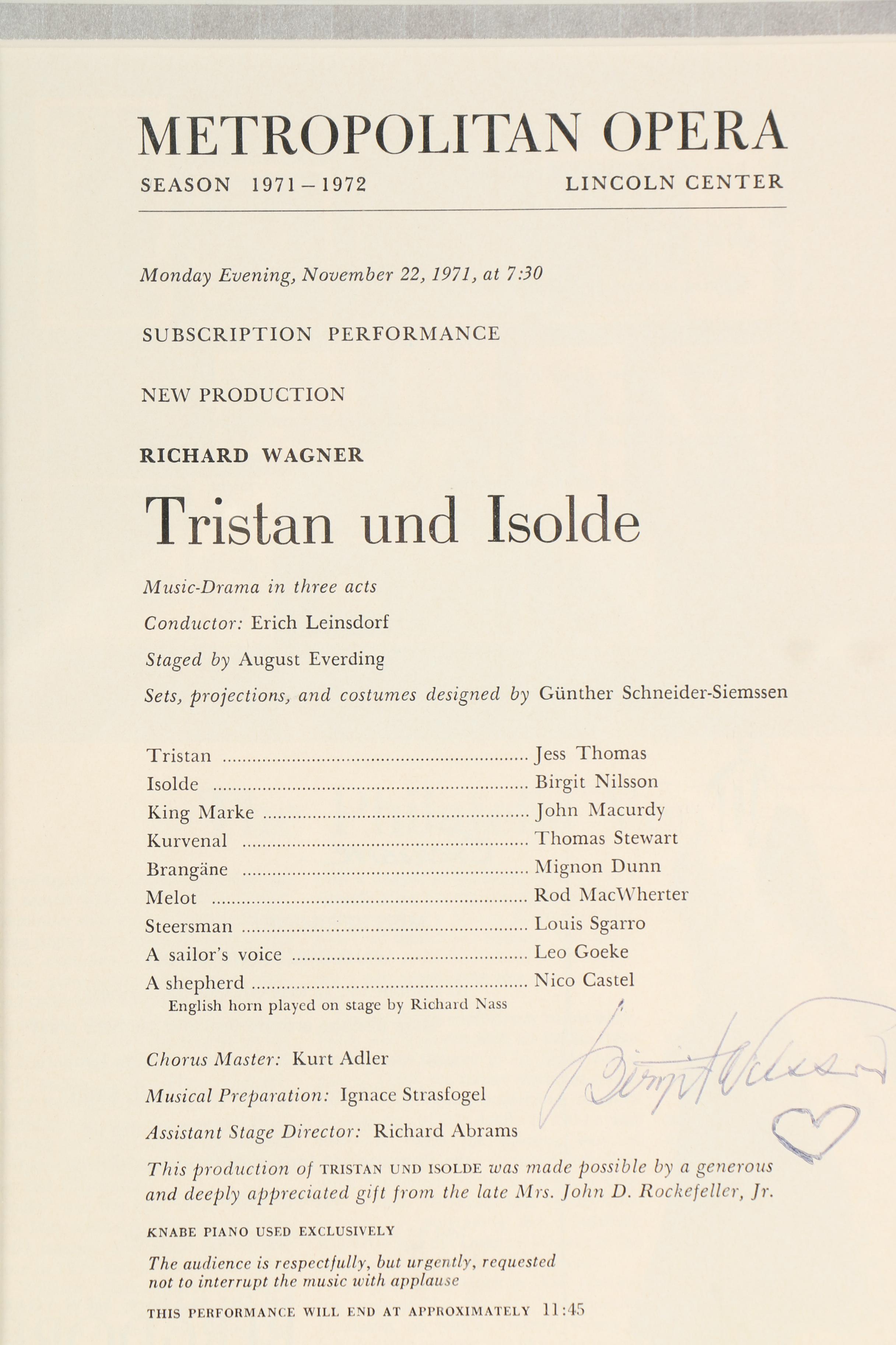 Jess Thomas and Birgit Nilsson Autographed Framed Metropolitan Opera Display