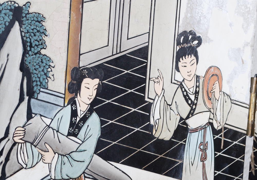 Chinese Three-Panel Coromandel Lacquer Folding Screen