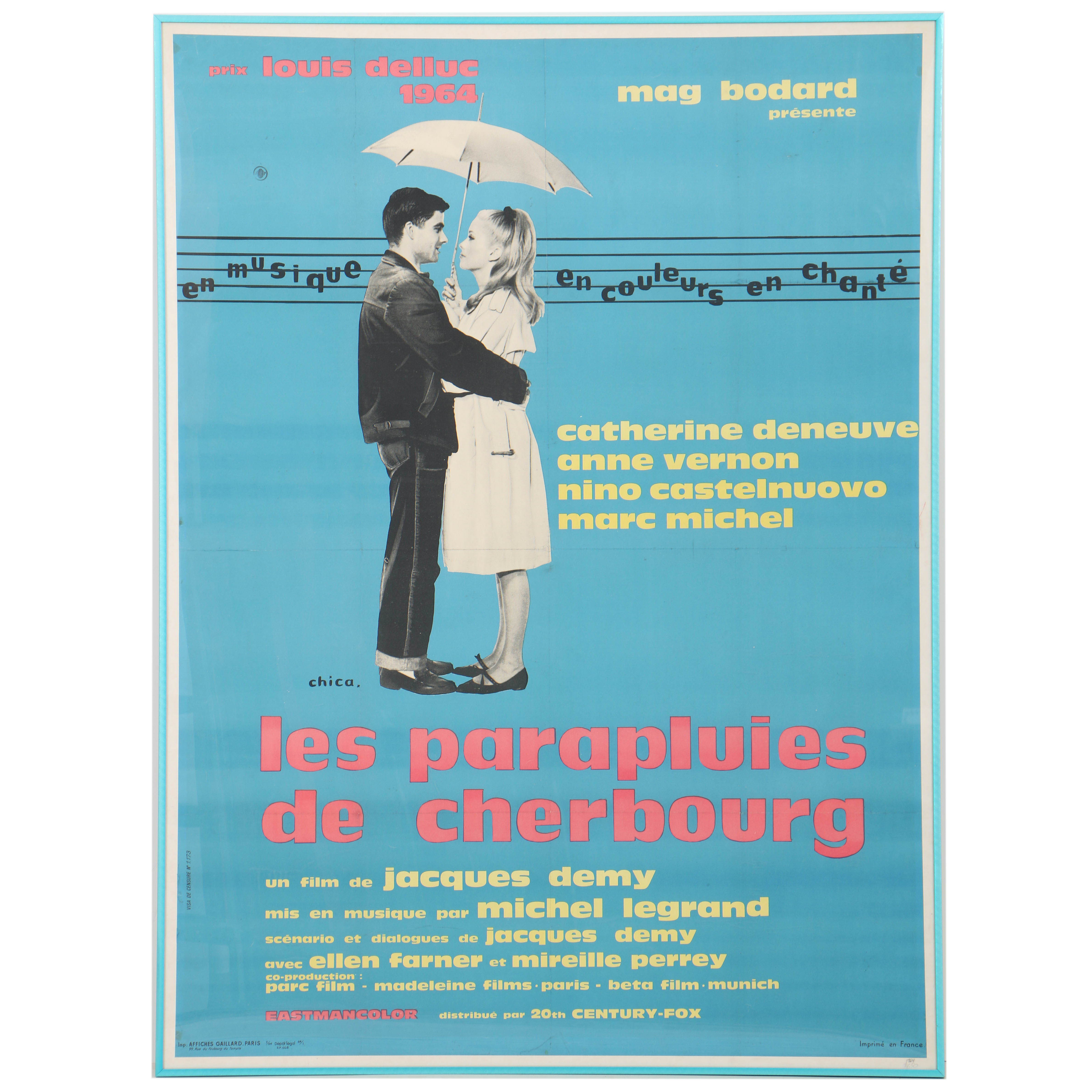 1964 "Les Parapluies de Cherbourg" Kiosk-Size French Movie Poster