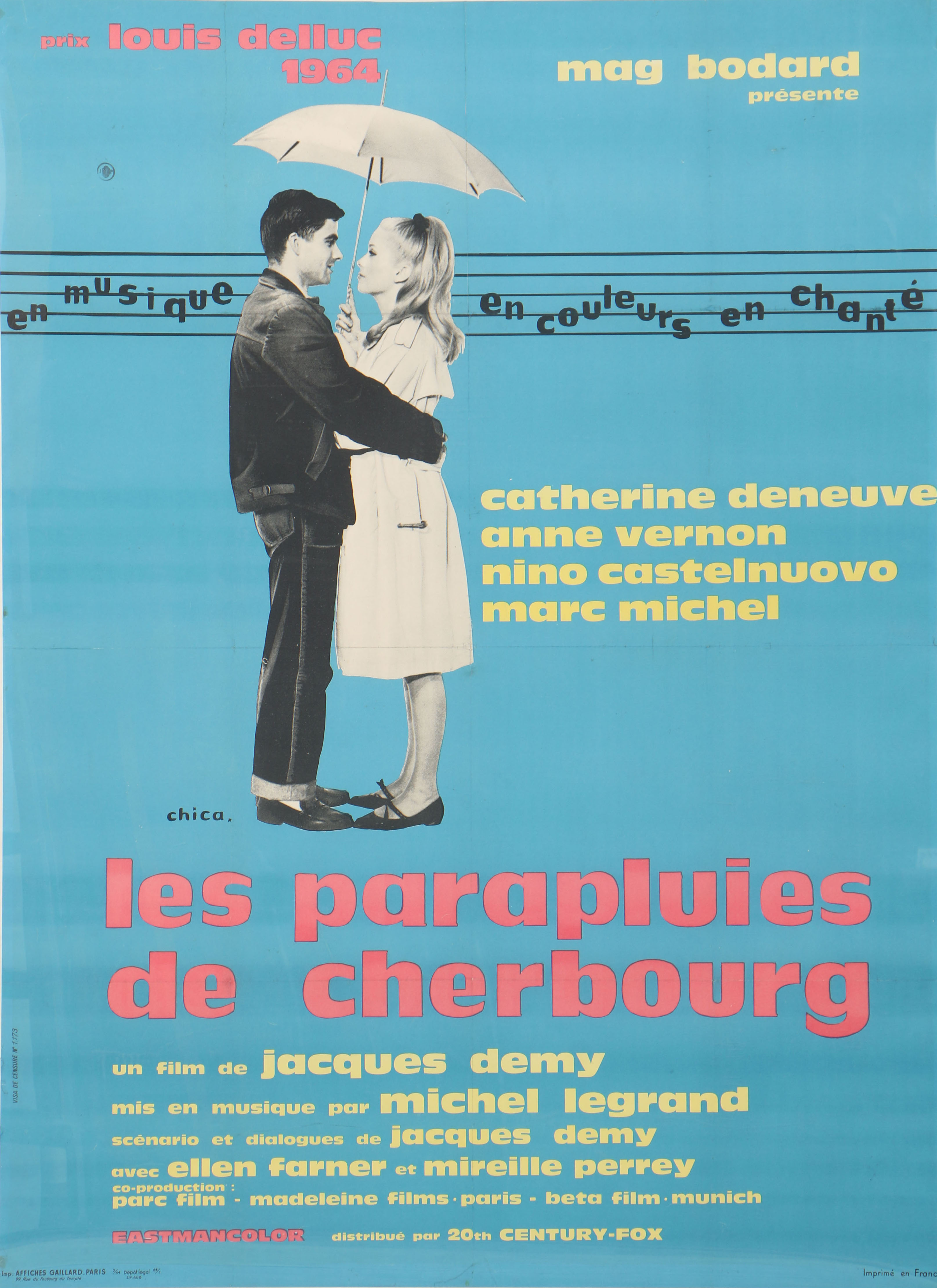 1964 "Les Parapluies de Cherbourg" Kiosk-Size French Movie Poster