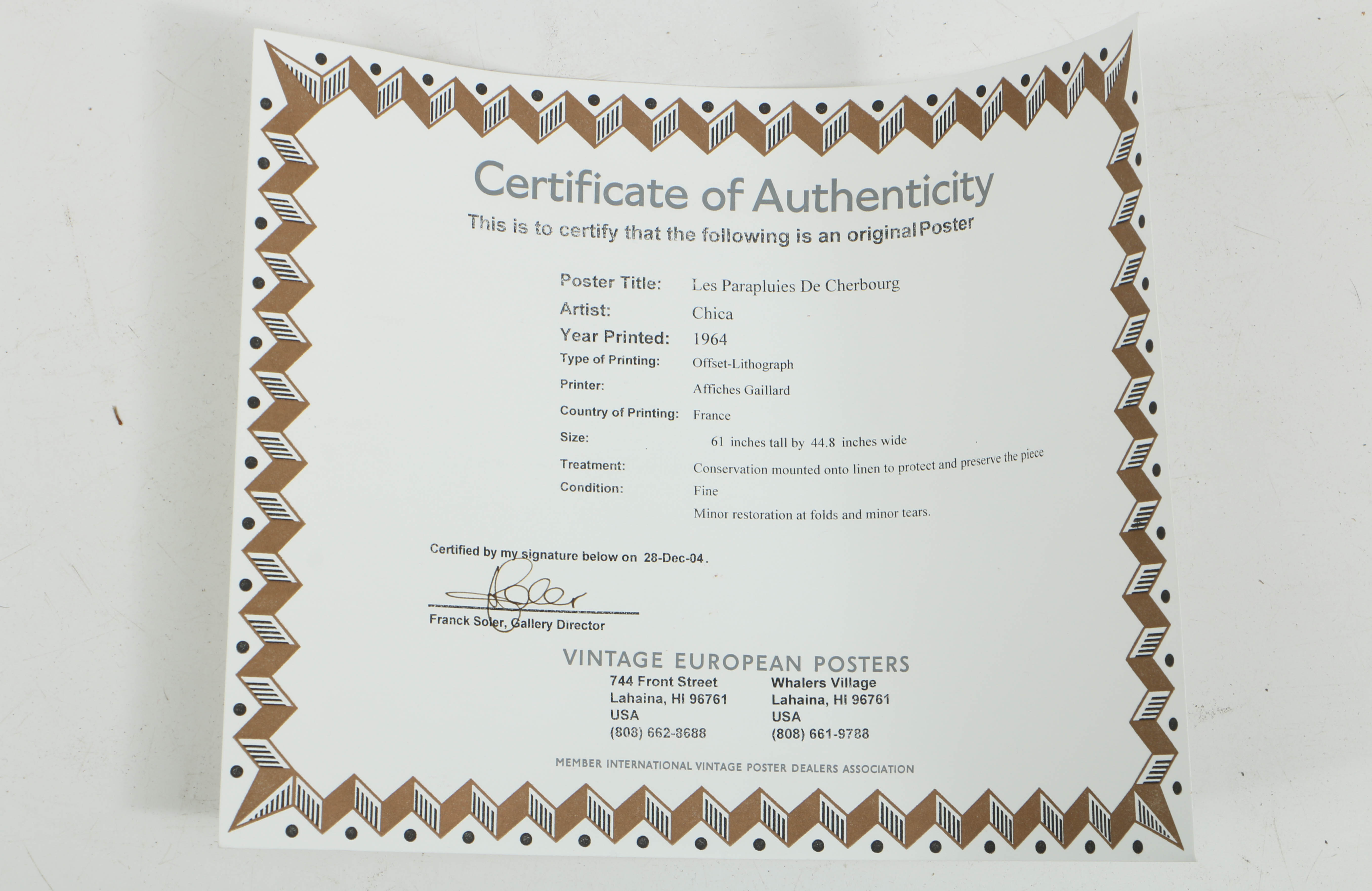 1964 "Les Parapluies de Cherbourg" Kiosk-Size French Movie Poster