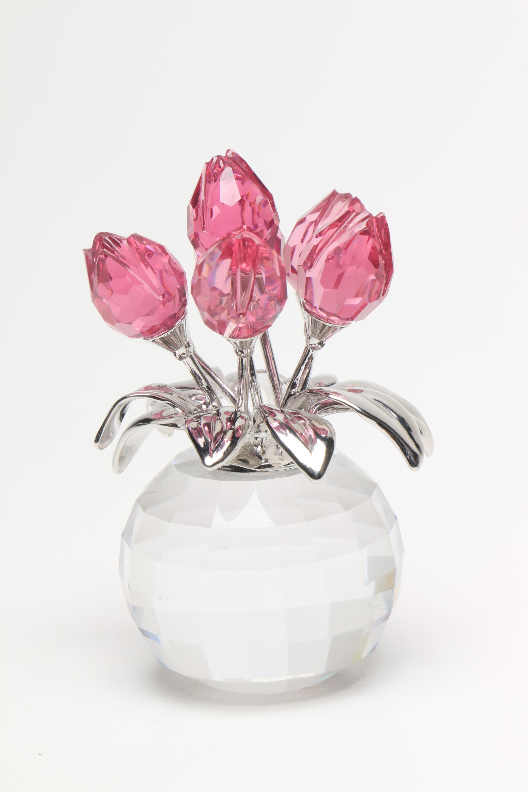 Swarovski Crystal Pink Tulip Bouquet