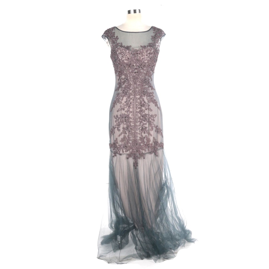 Cachet Embellished Tulle Evening Gown