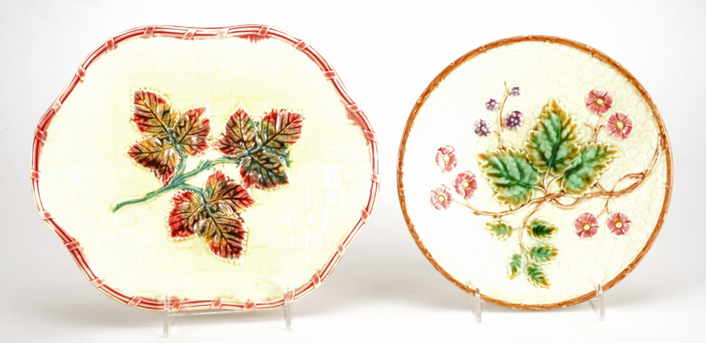 Antique Assorted Majolica Plates including Griffin, Smith & Hill