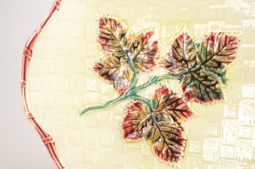 Antique Assorted Majolica Plates including Griffin, Smith & Hill