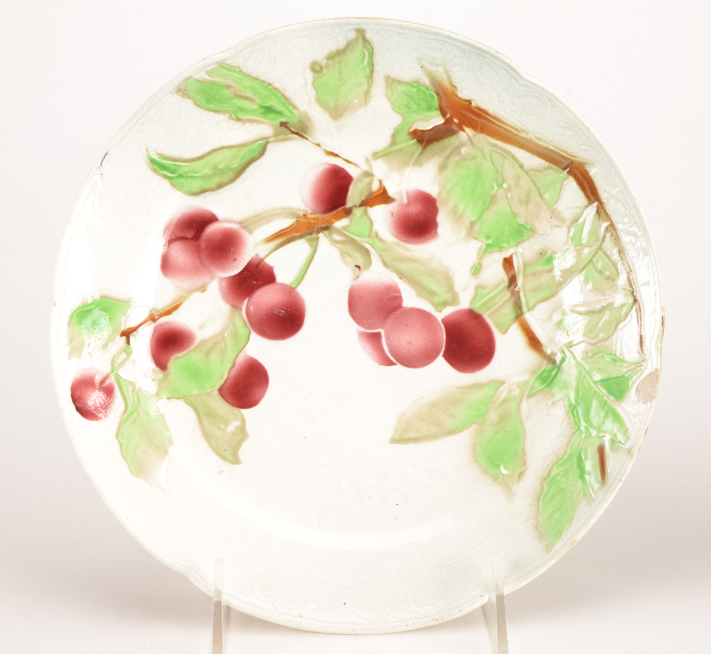 Antique Assorted Majolica Plates including Griffin, Smith & Hill