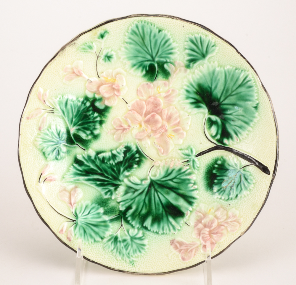 Antique Assorted Majolica Plates including Griffin, Smith & Hill