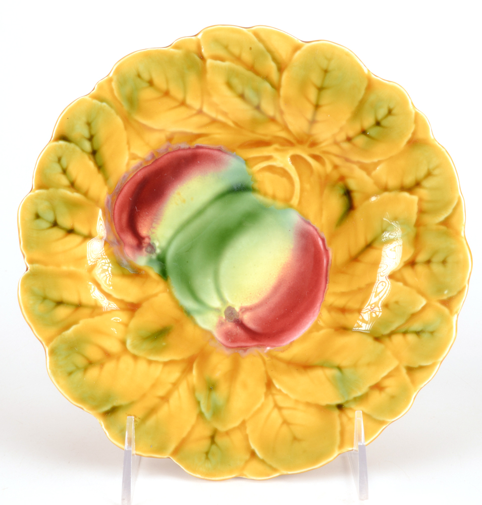 Antique Assorted Majolica Plates including Griffin, Smith & Hill