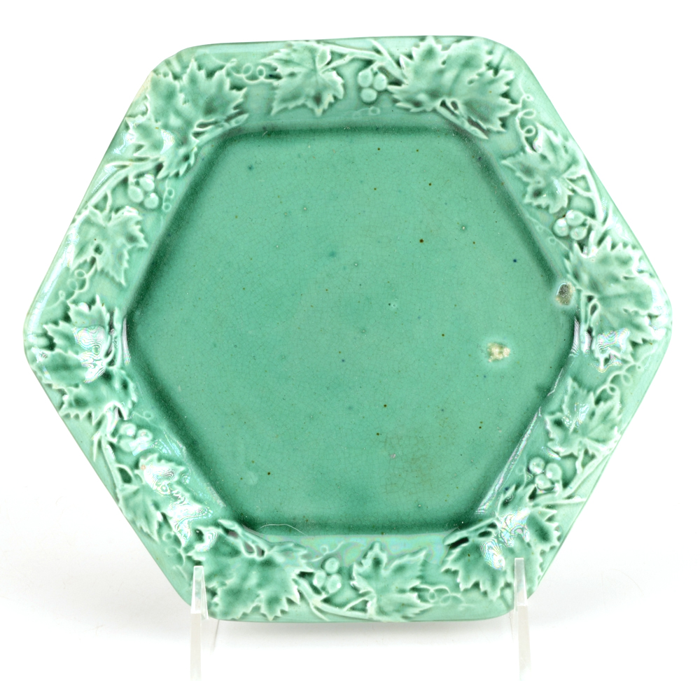 Antique Assorted Majolica Plates including Griffin, Smith & Hill