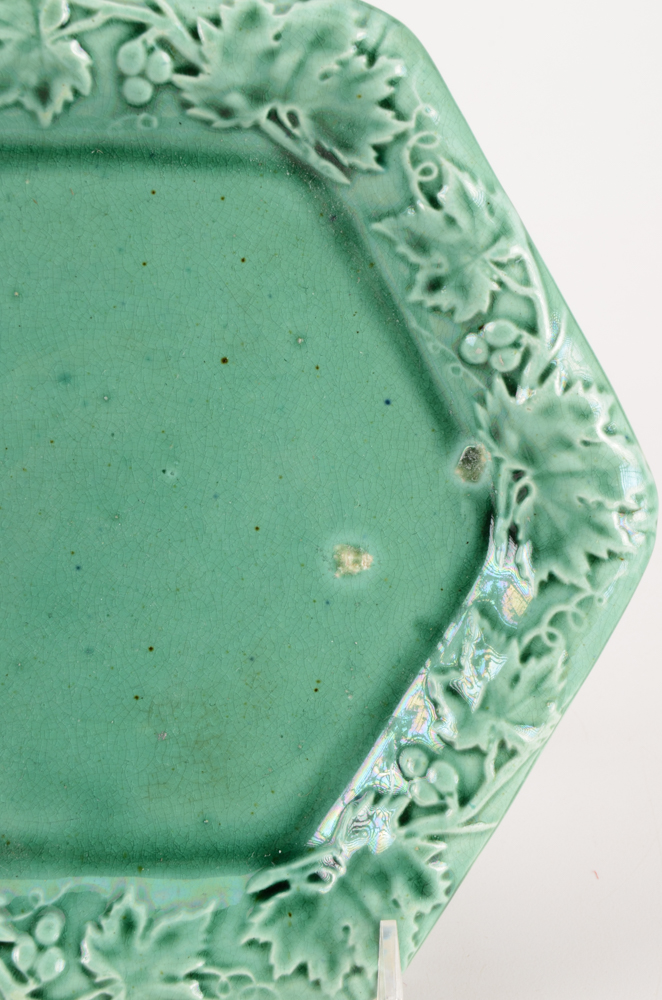 Antique Assorted Majolica Plates including Griffin, Smith & Hill