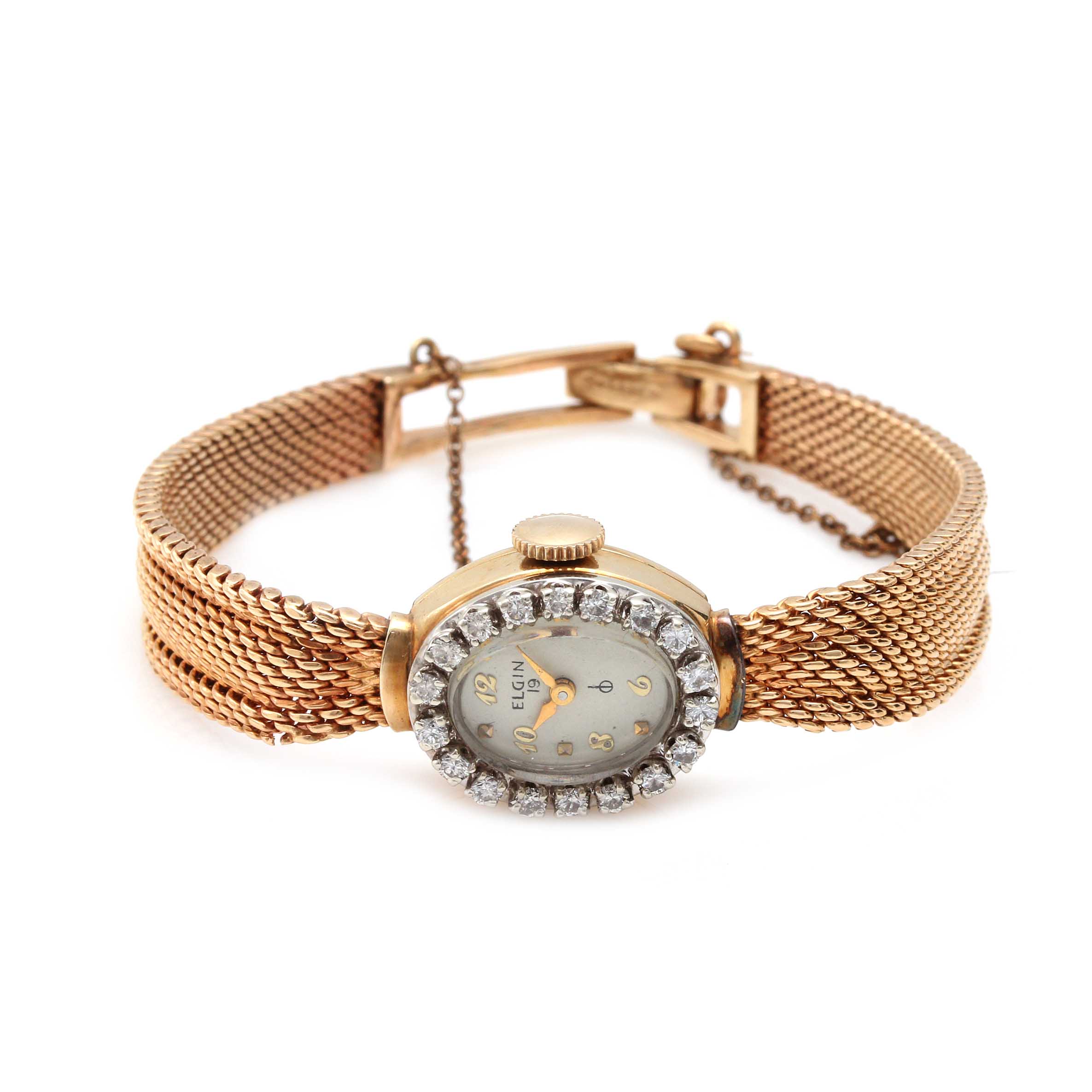 Elgin 14K Yellow Gold Diamond Watch
