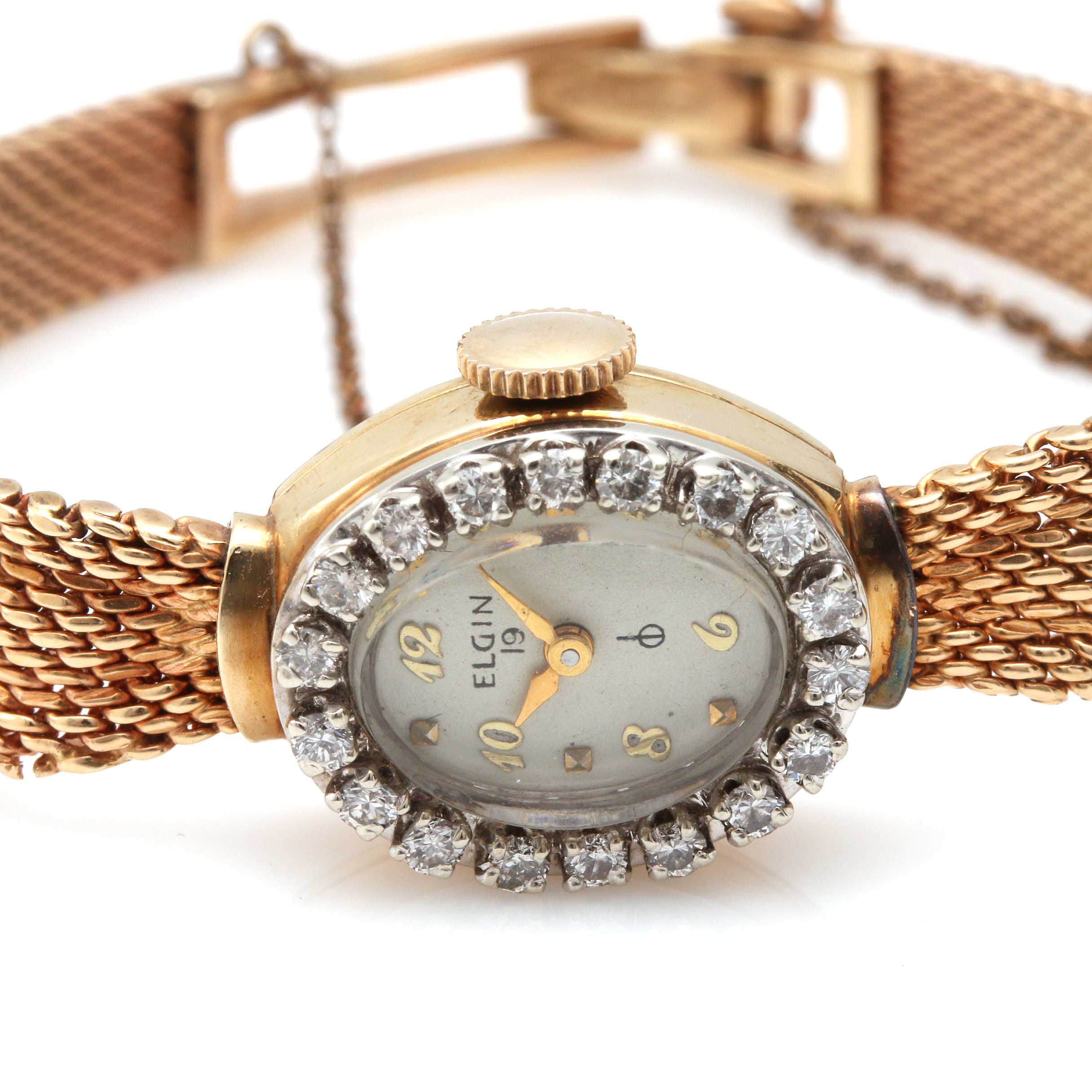 Elgin 14K Yellow Gold Diamond Watch