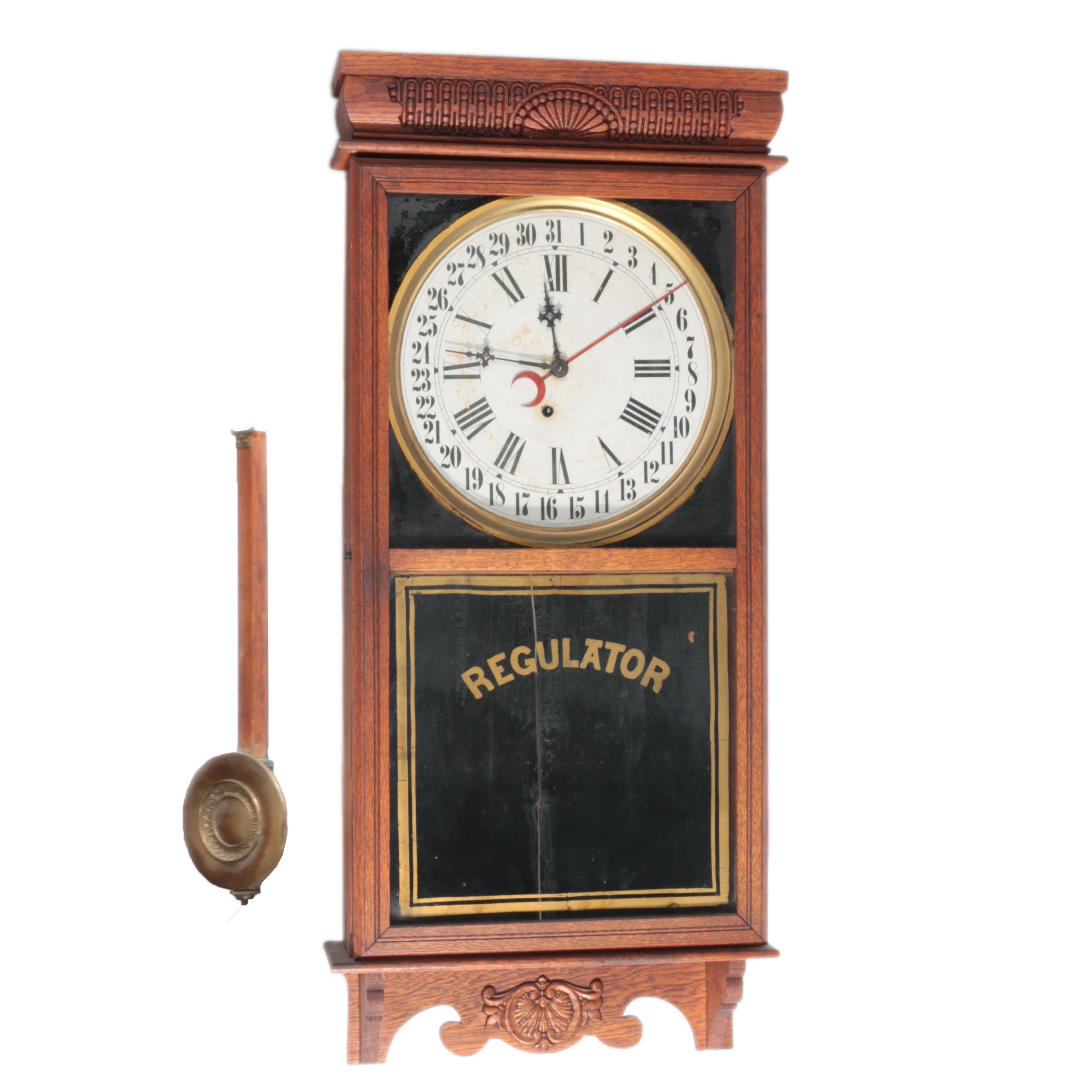Ingraham Western Union Regulator Calendar Clock