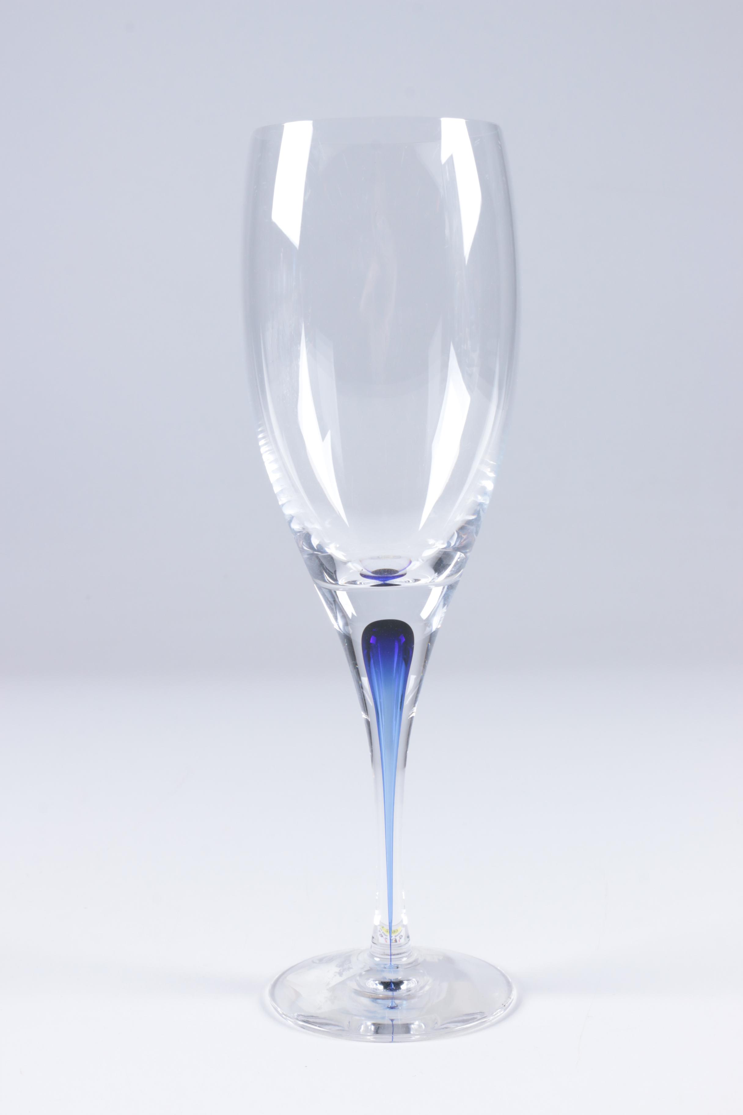 Orrefors "Intermezzo Blue" Crystal Wine Glasses