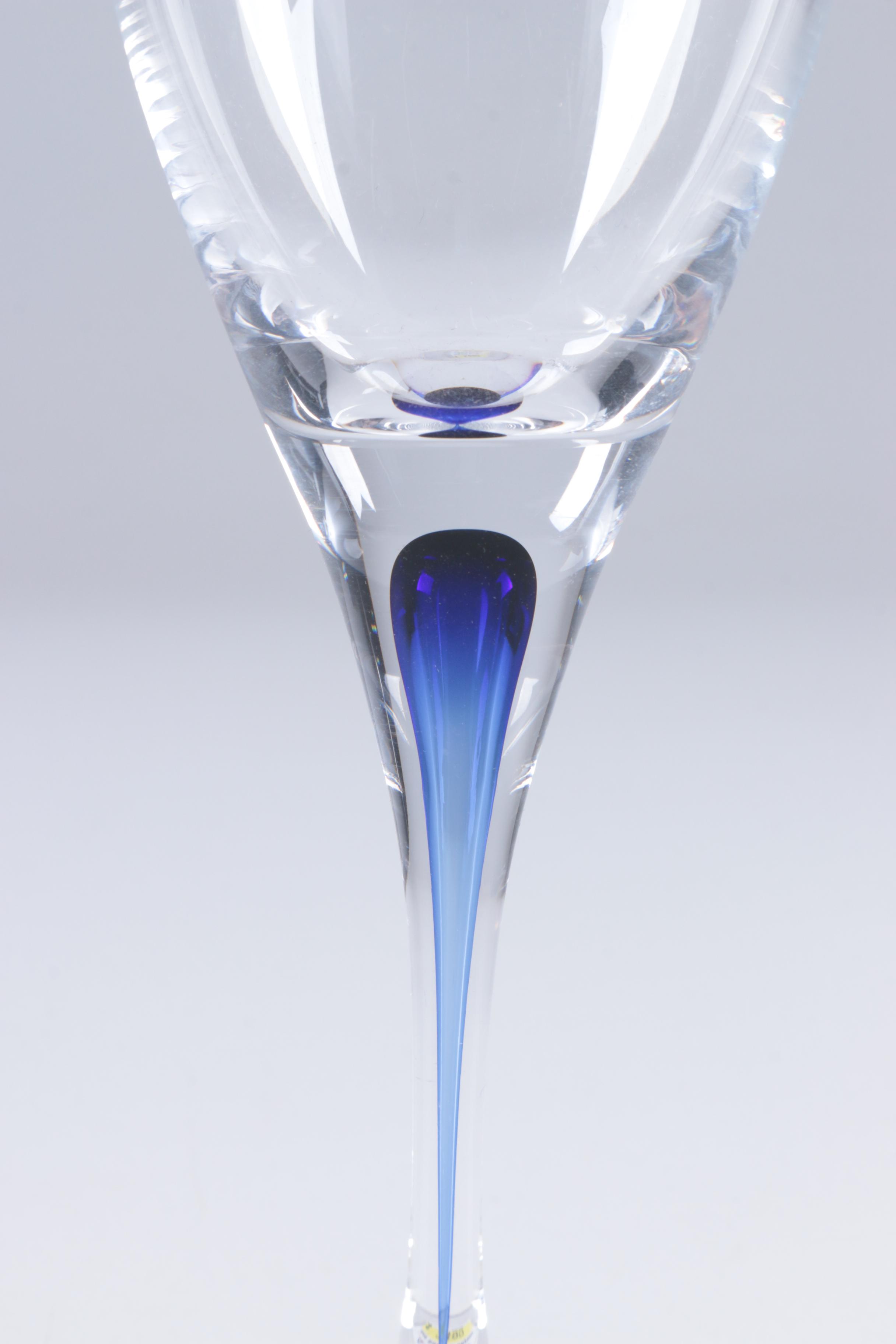 Orrefors "Intermezzo Blue" Crystal Wine Glasses