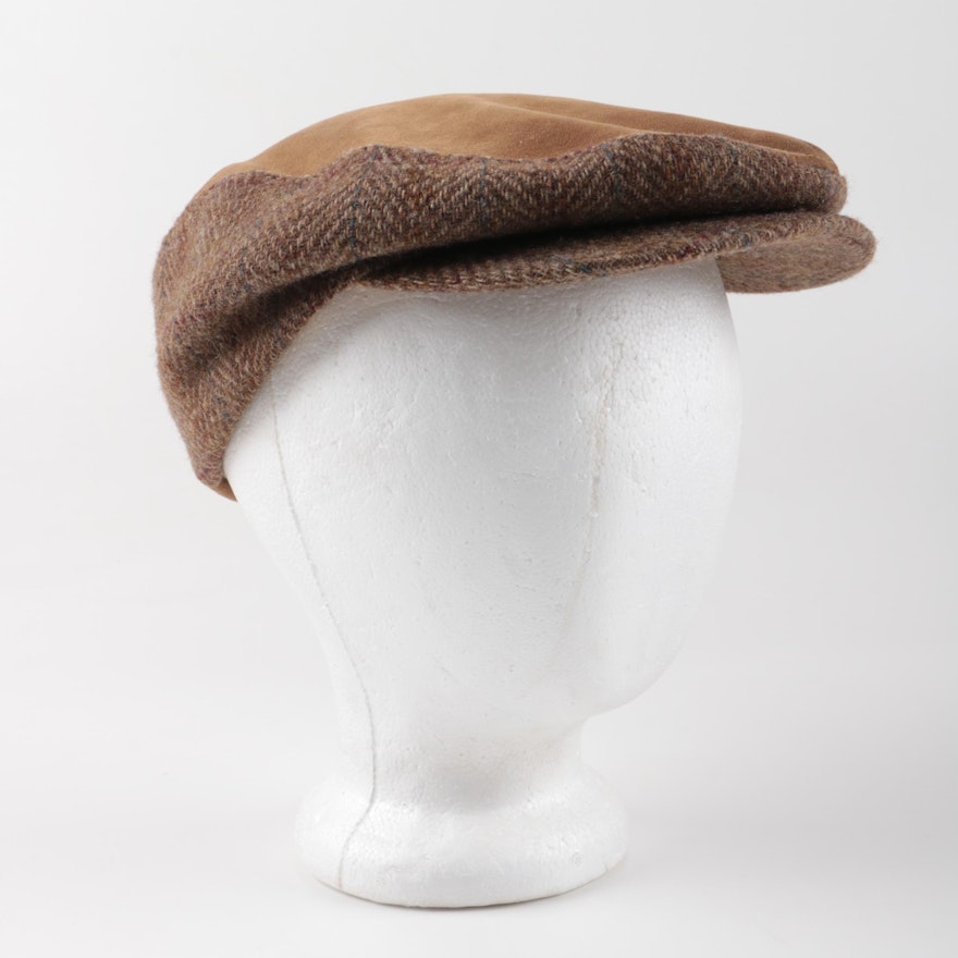 Vintage Stetson Tweed and Leather Flat Cap
