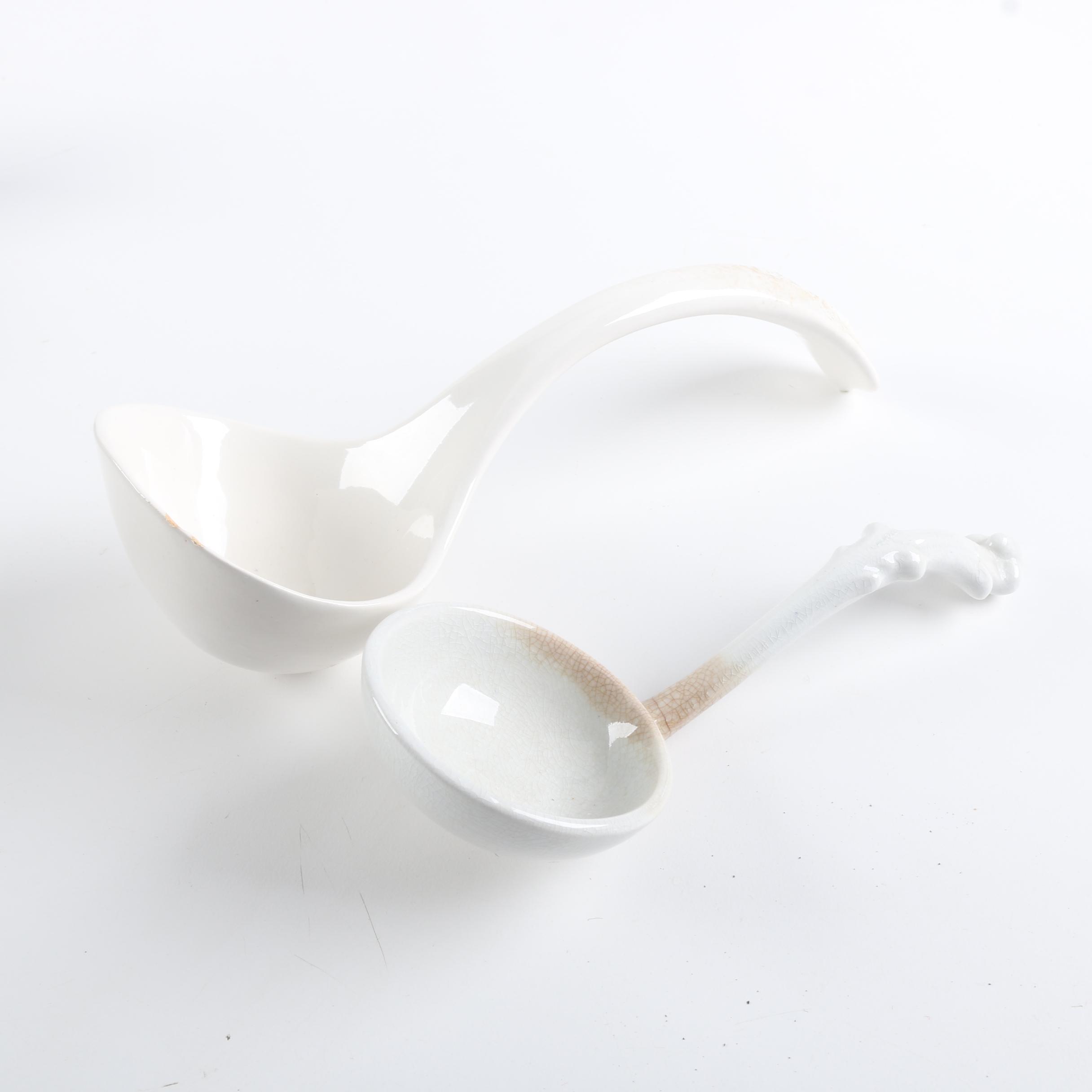 White Ceramic Ladle Pair