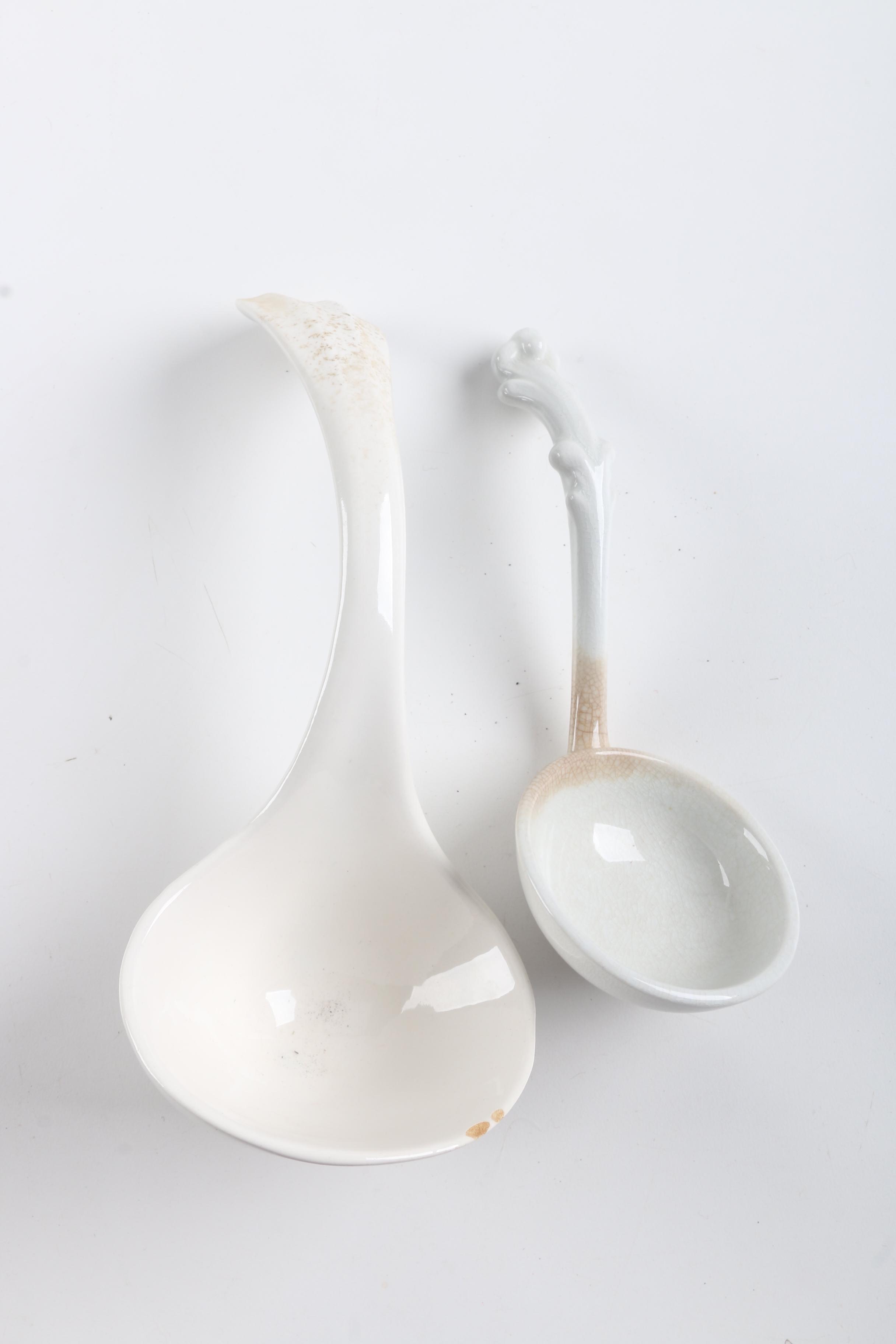 White Ceramic Ladle Pair