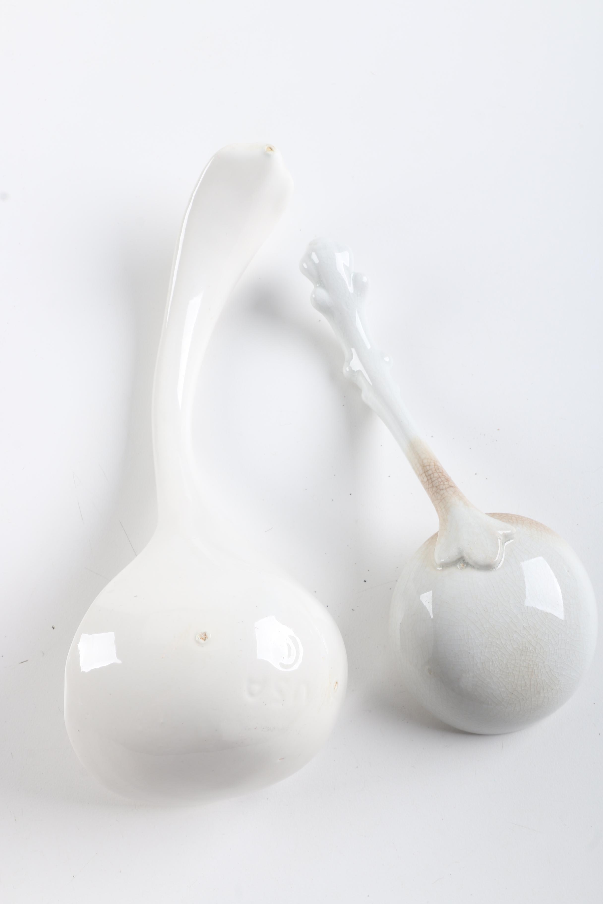 White Ceramic Ladle Pair