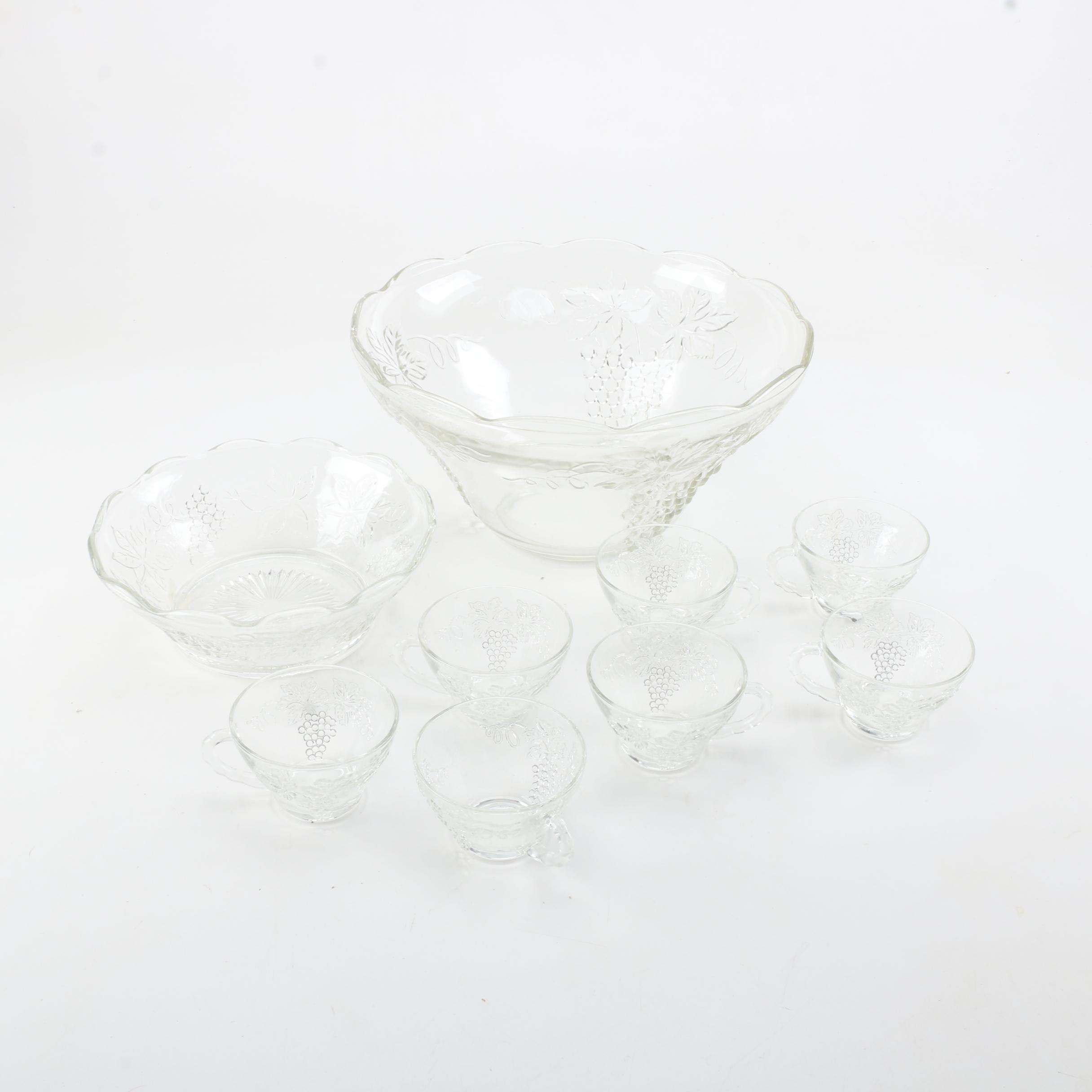 Anchor Hocking "Vintage Clear" Punch Bowl Set
