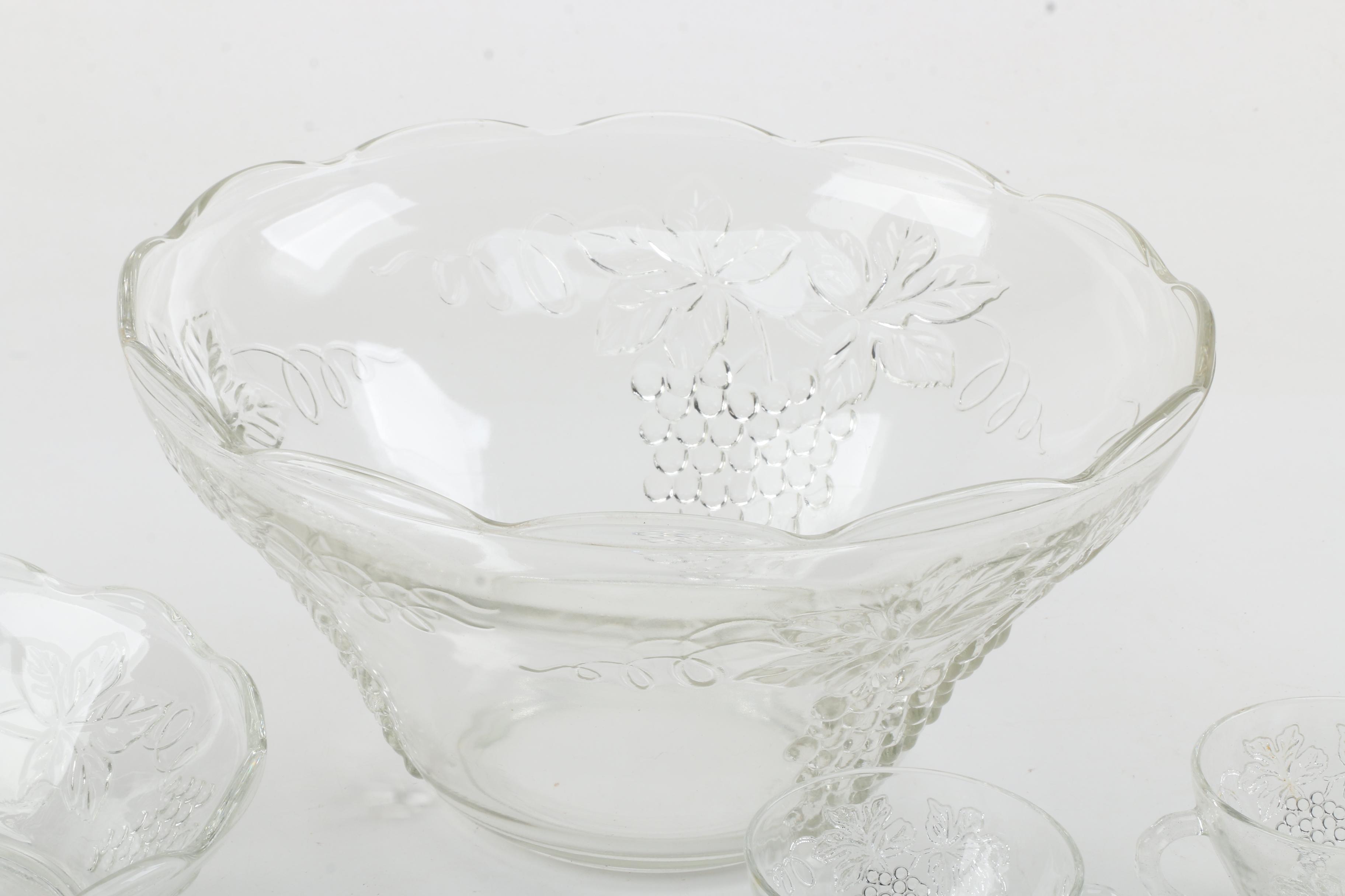 Anchor Hocking "Vintage Clear" Punch Bowl Set