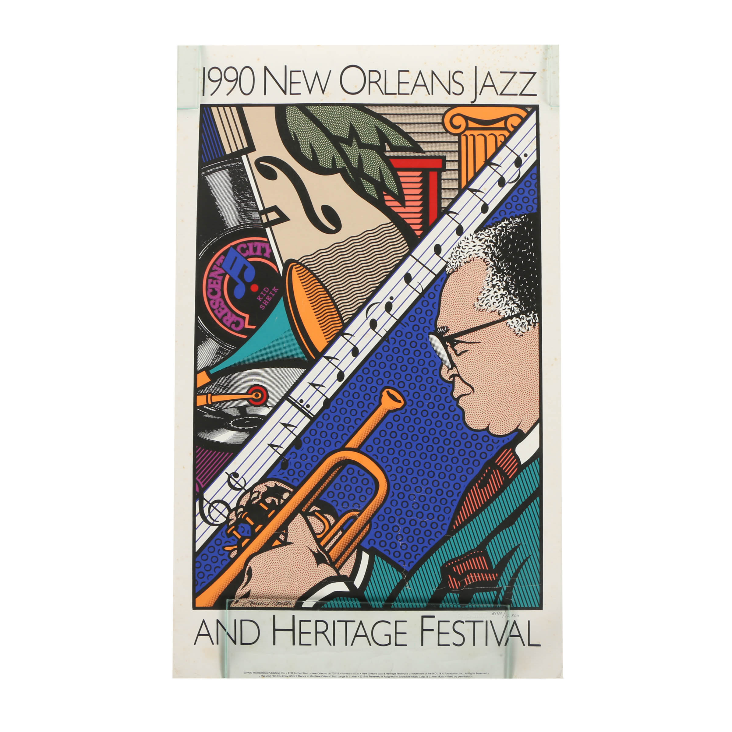 Limited Edition Serigraph Poster "1990 New Orleans Jazz and Heritage Festival"