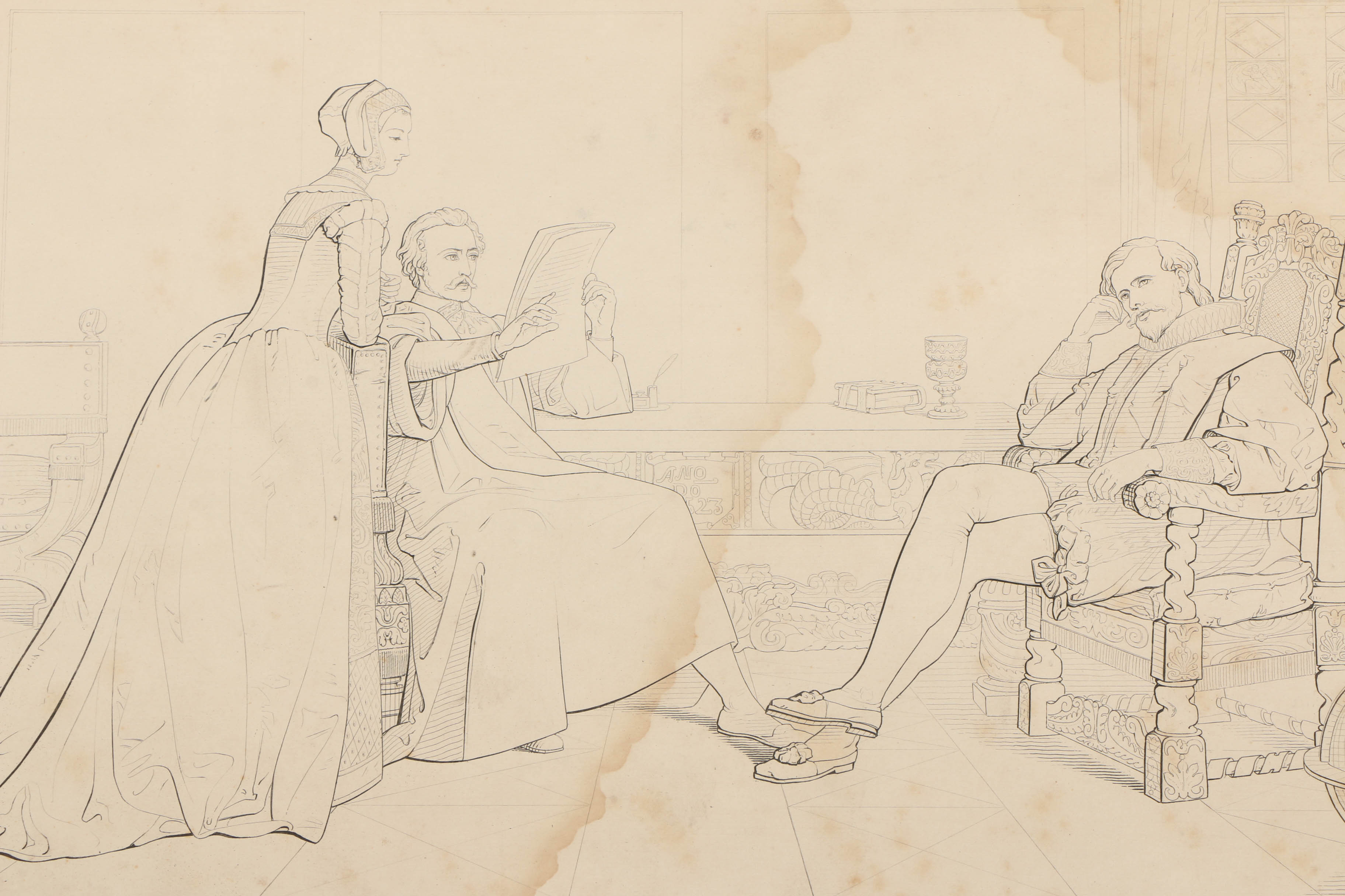 G. E. Hicks Etchings on Paper of Historical Scenes
